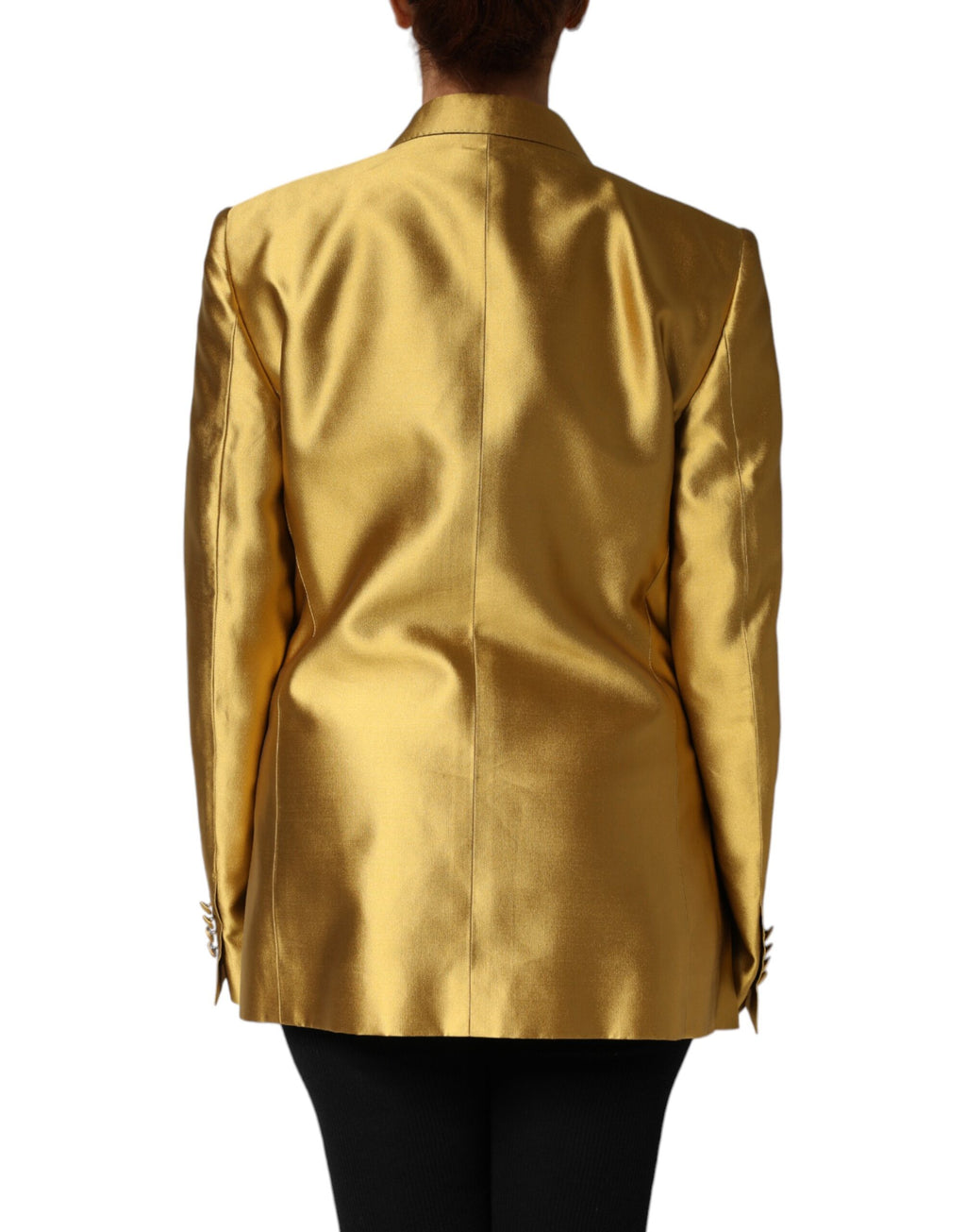 Veste blazer à manches longues en satin doré Dolce & Gabbana