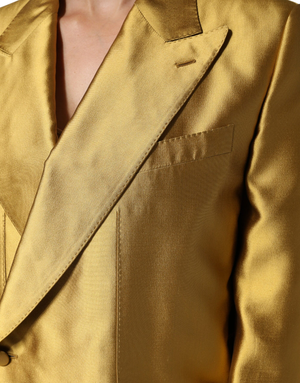 Veste blazer à manches longues en satin doré Dolce & Gabbana