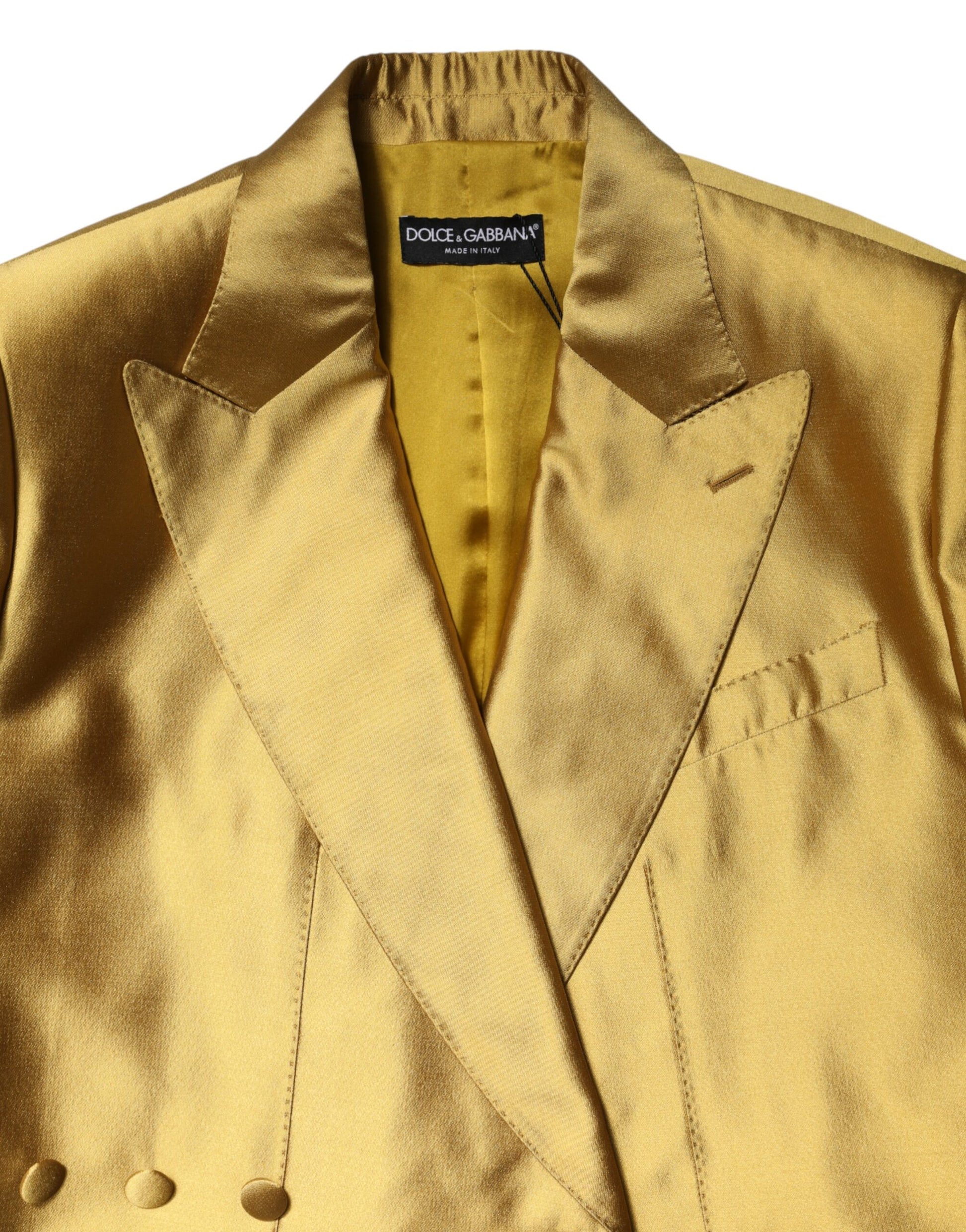 Veste blazer à manches longues en satin doré Dolce & Gabbana