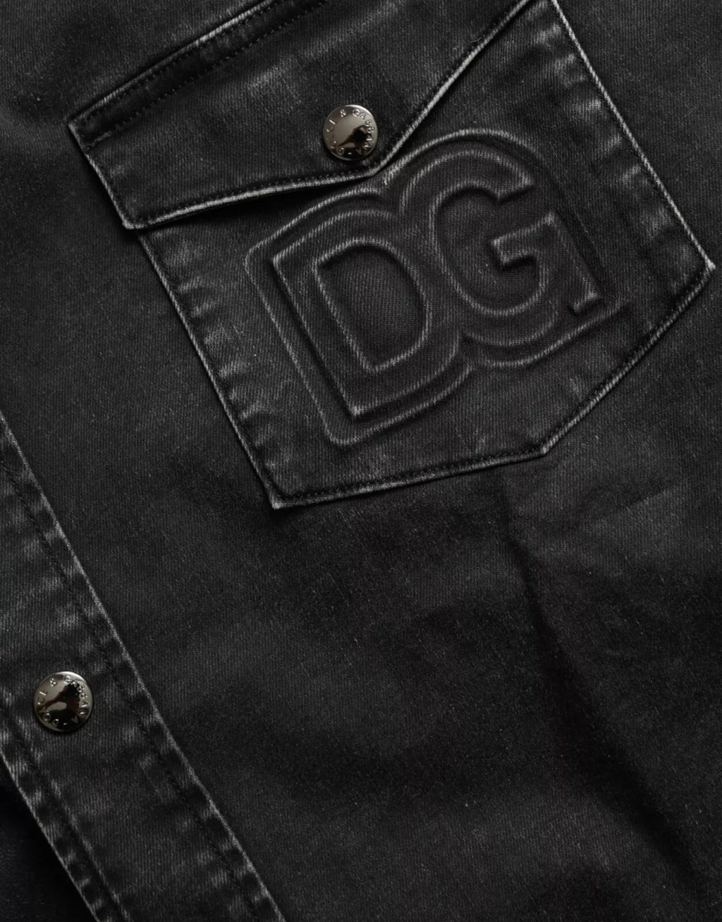 Chemise décontractée en jean à manches longues en coton noir Dolce & Gabbana