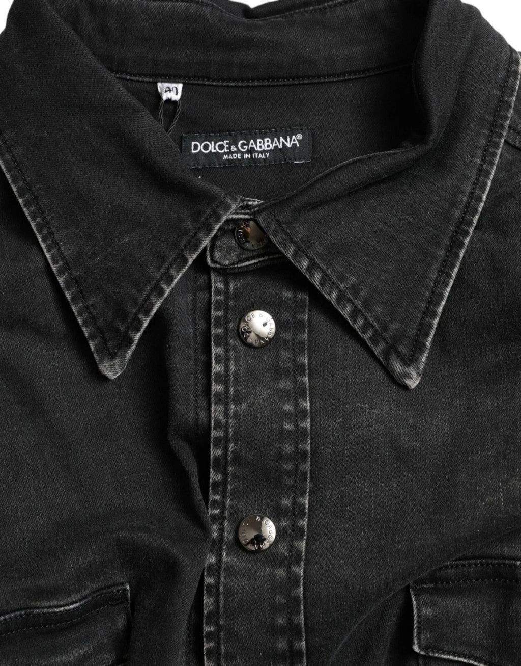 Chemise décontractée en jean à manches longues en coton noir Dolce & Gabbana