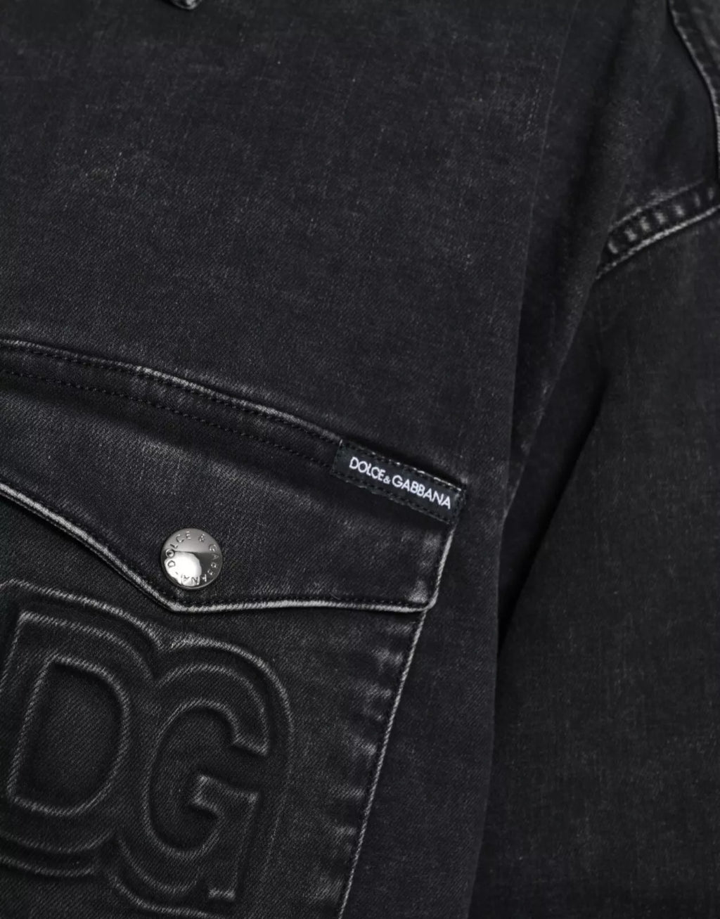 Chemise décontractée en jean à manches longues en coton noir Dolce & Gabbana
