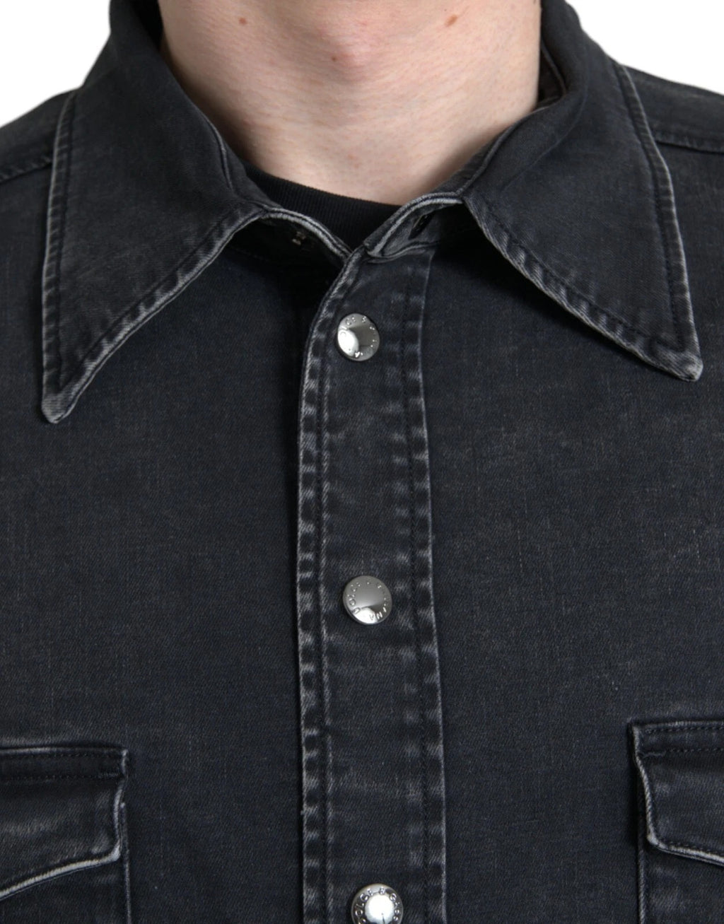 Chemise décontractée en jean à manches longues en coton noir Dolce & Gabbana