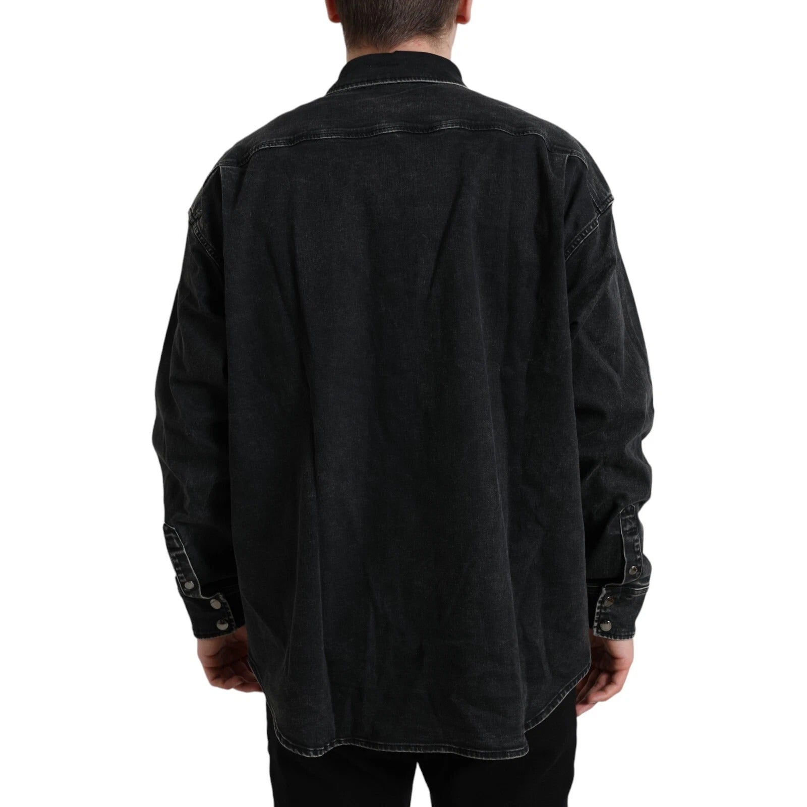 Chemise décontractée en jean à manches longues en coton noir Dolce & Gabbana