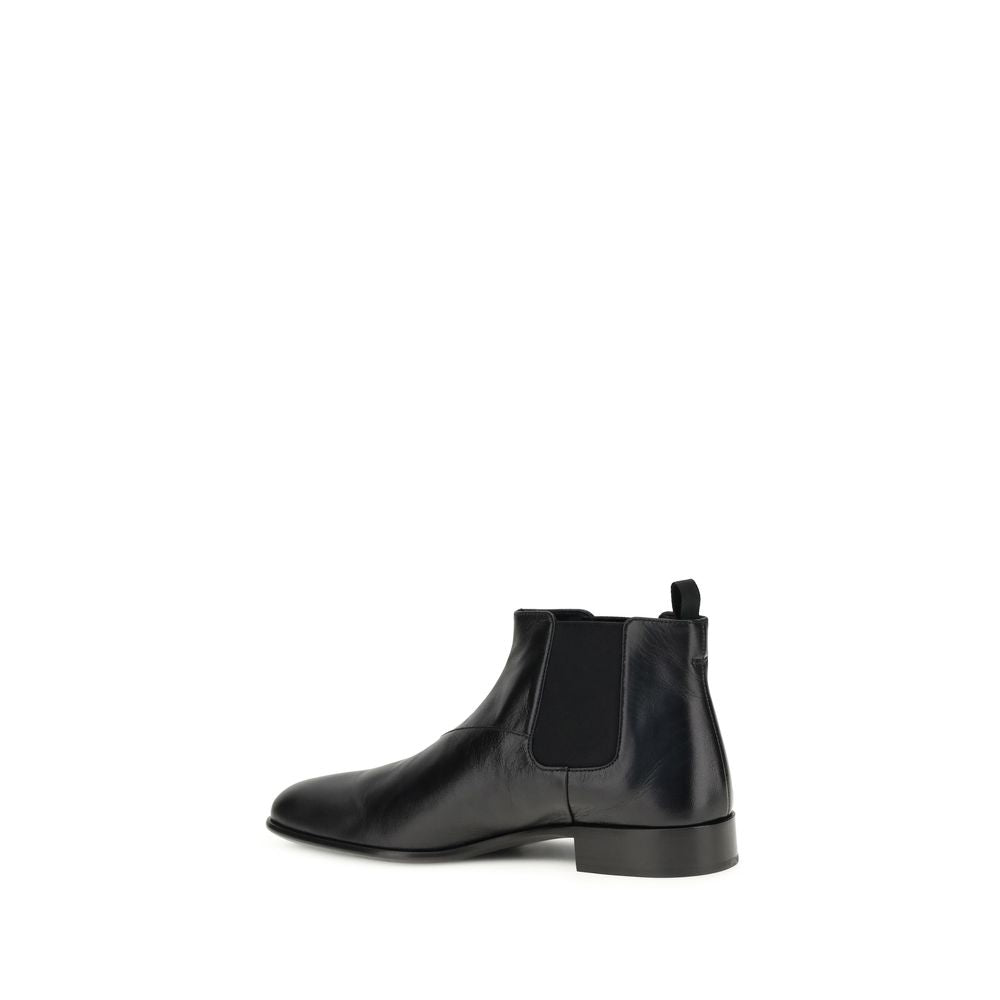 Prada Black Calf Leather Bos Taurus Ankle Boots