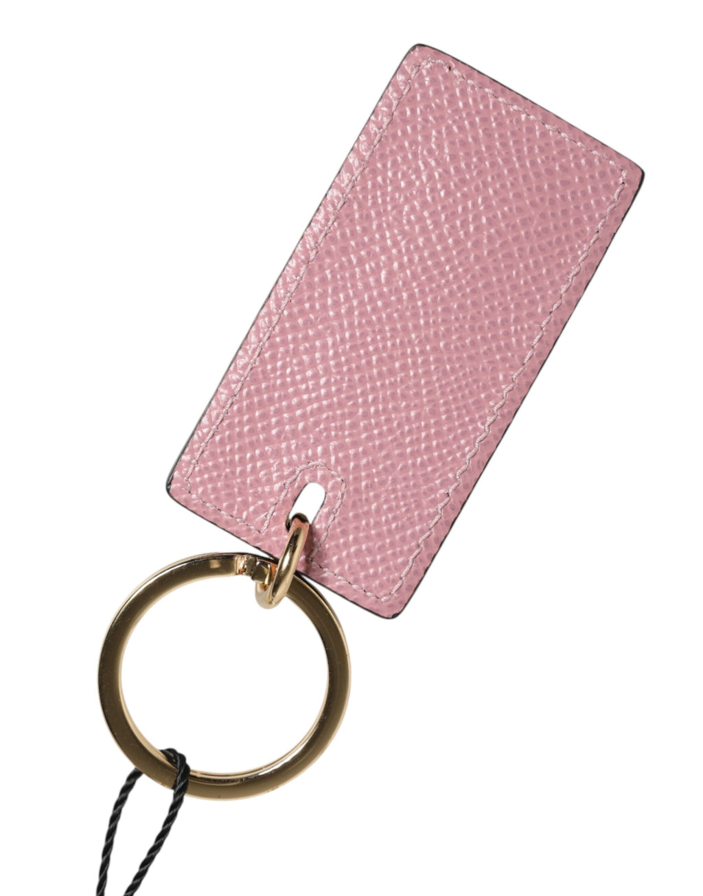 Porte-clés Dolce & Gabbana en cuir de veau rose avec anneau métallique logo pour homme