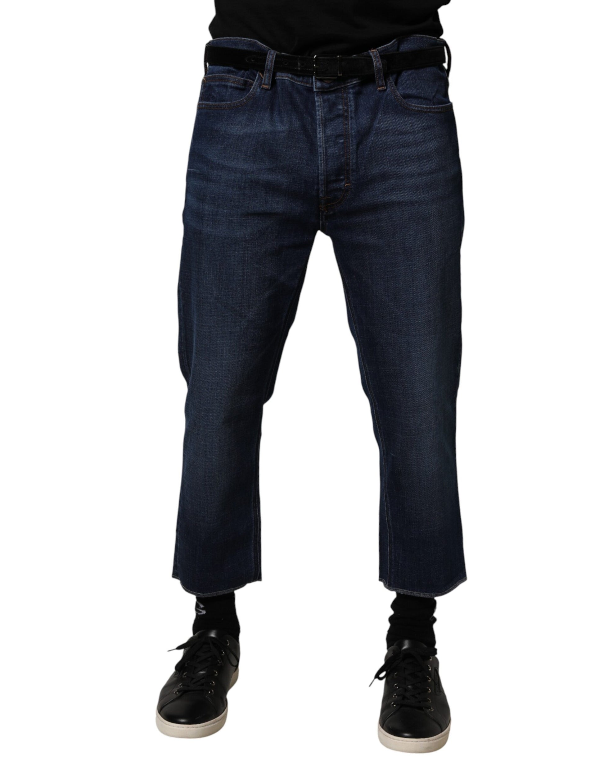 Vivienne Westwood Jean droit court en denim de coton bleu taille mi-haute pour homme