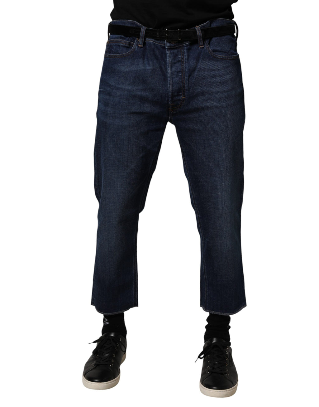 Vivienne Westwood Jean droit court en denim de coton bleu taille mi-haute pour homme