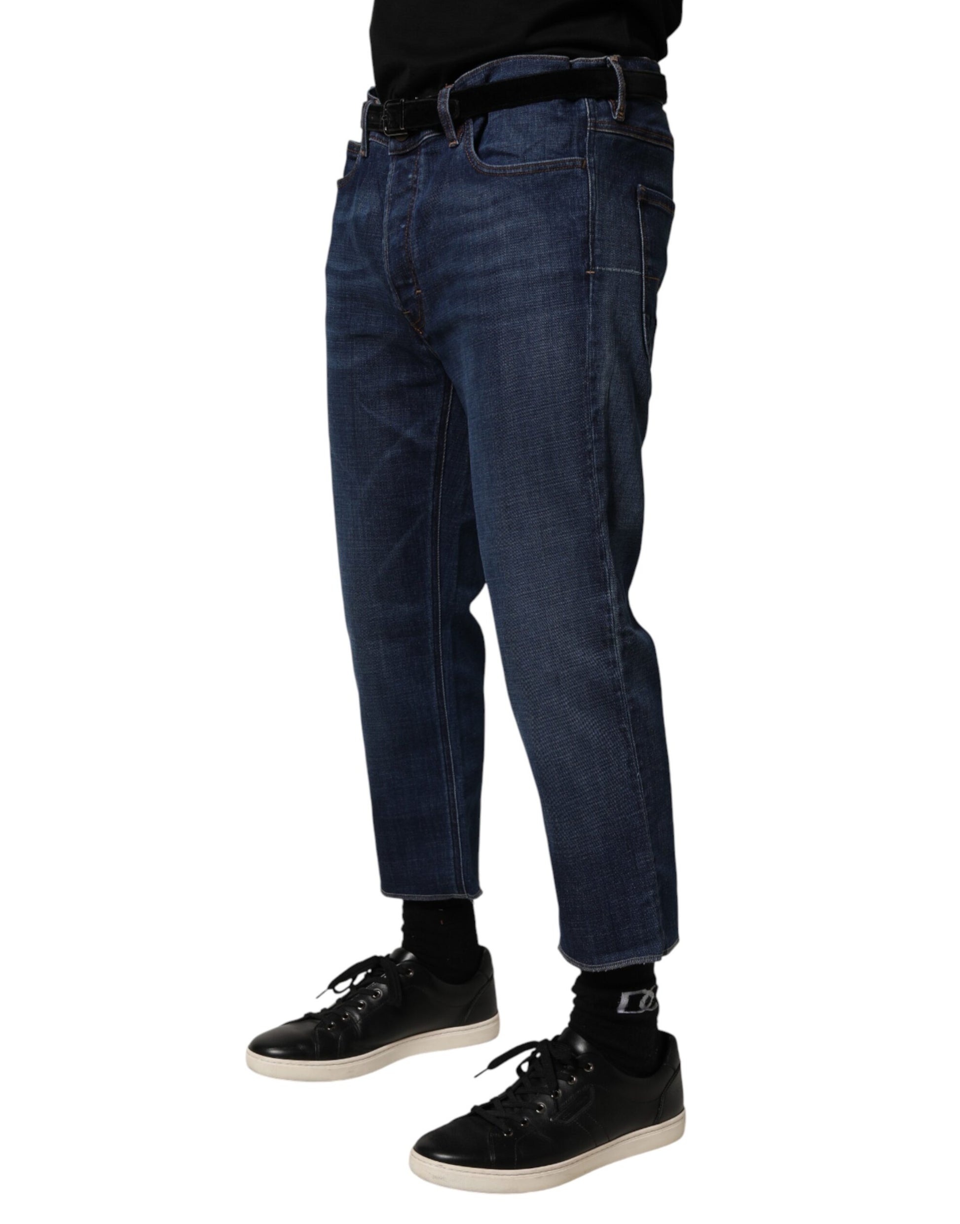 Vivienne Westwood Jean droit court en denim de coton bleu taille mi-haute pour homme