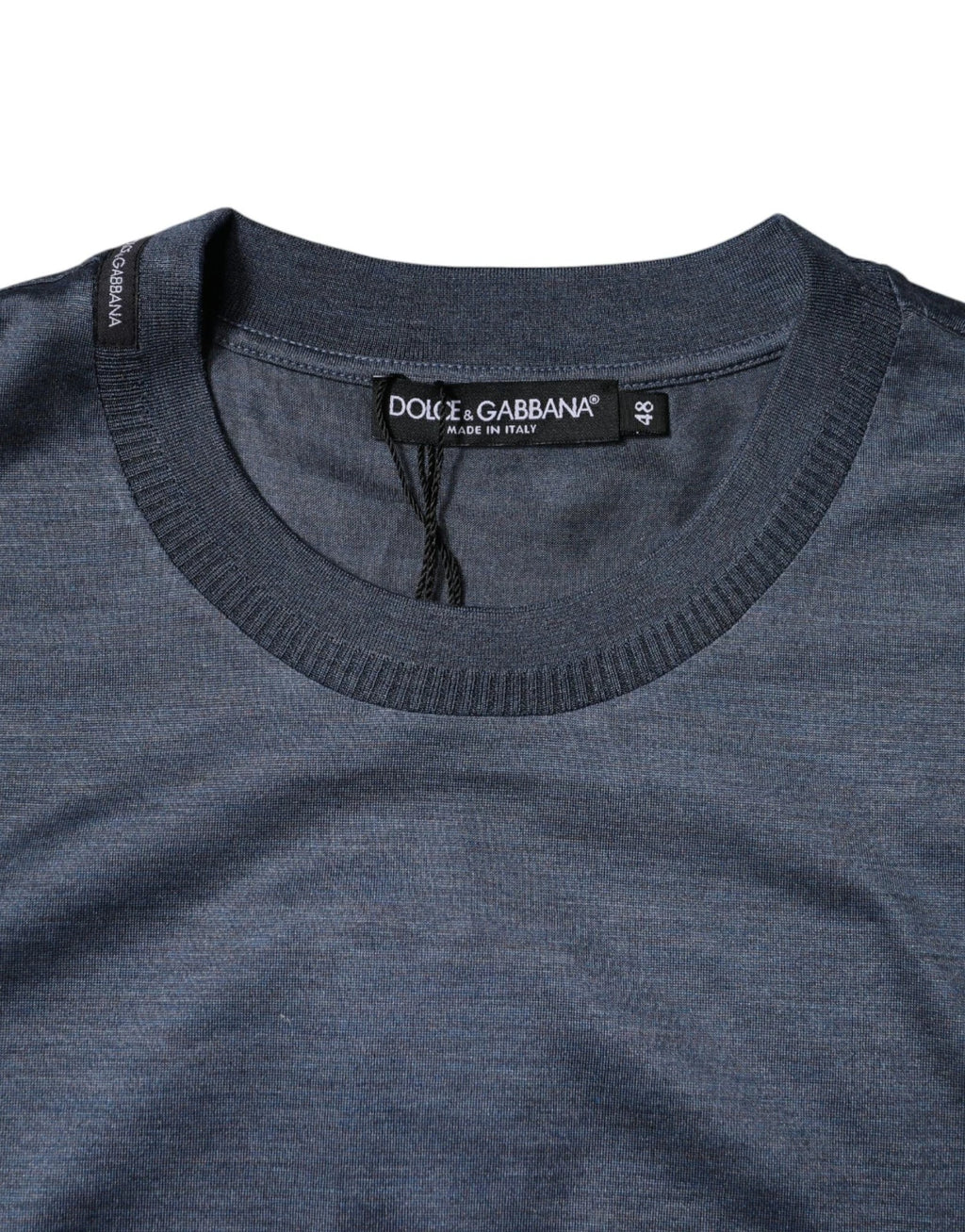 T-shirt Dolce & Gabbana en soie bleue à col rond et manches courtes pour homme