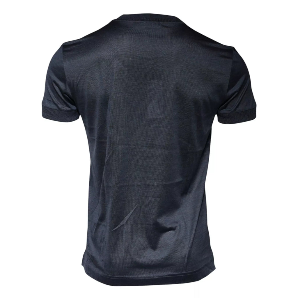 T-shirt Dolce & Gabbana en soie bleue à col rond et manches courtes pour homme