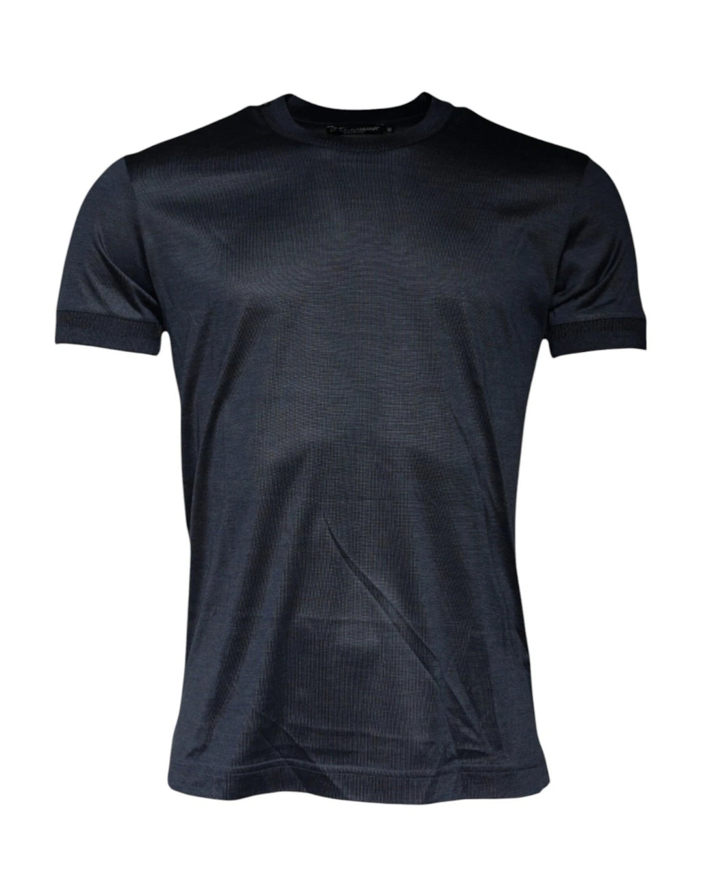 T-shirt Dolce & Gabbana en soie bleue à col rond et manches courtes pour homme