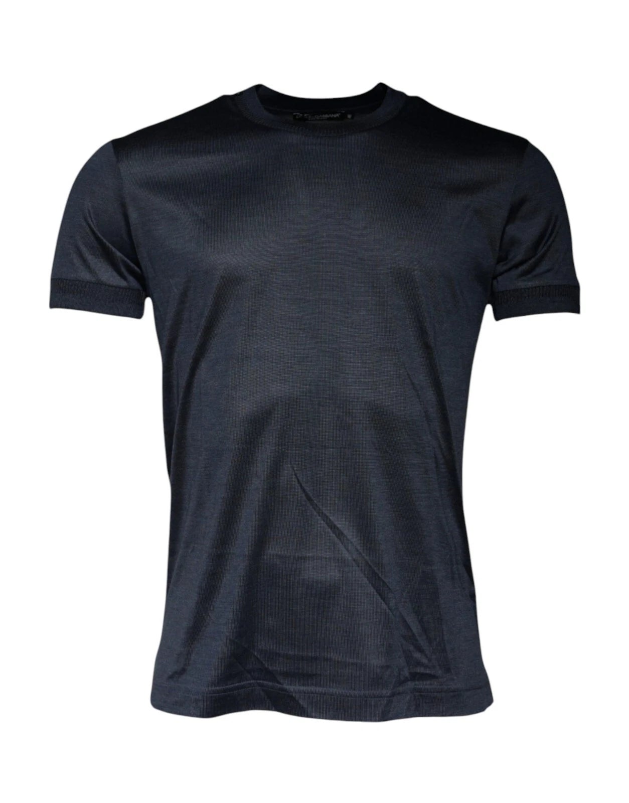 T-shirt Dolce & Gabbana en soie bleue à col rond et manches courtes pour homme