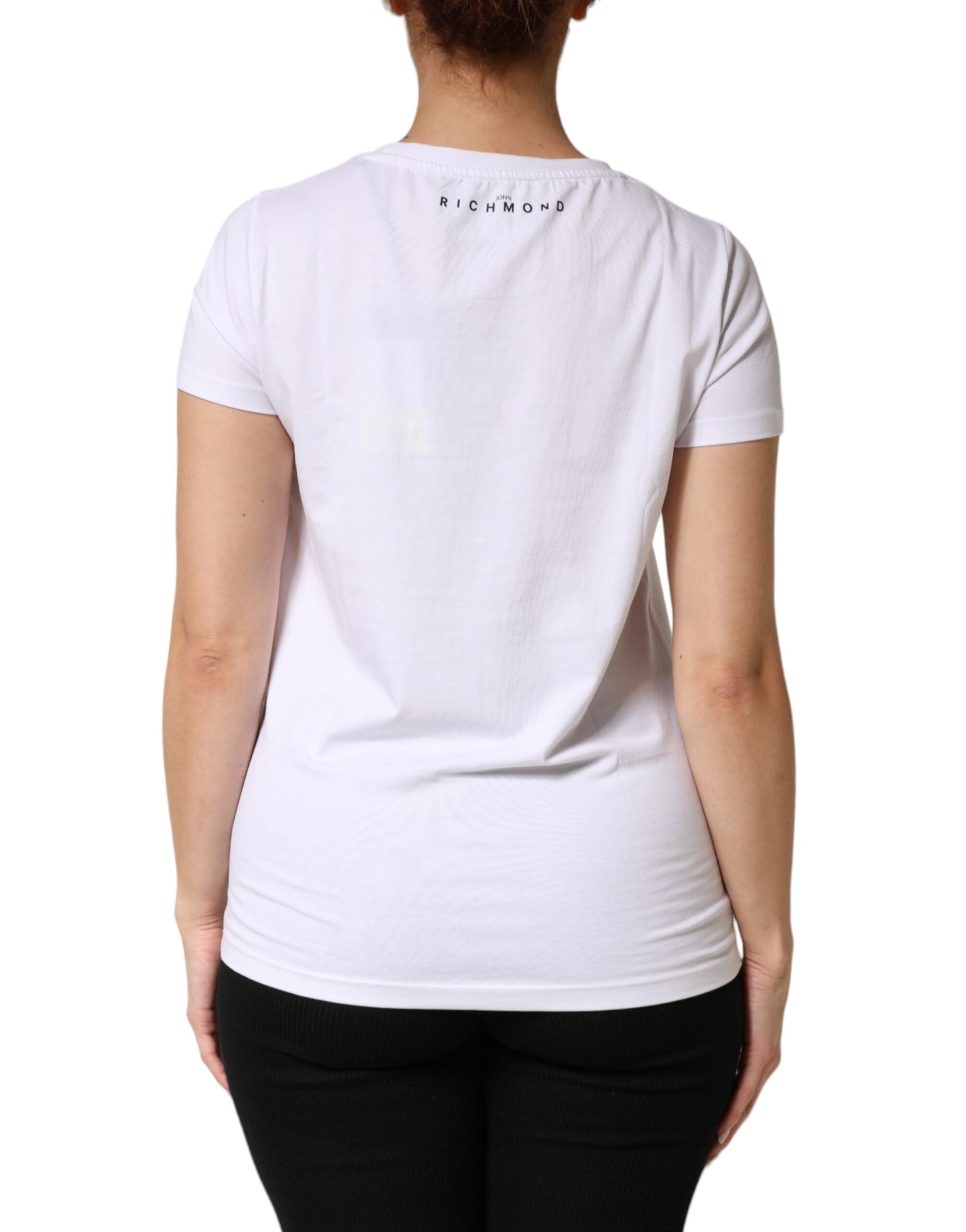 T-shirt John Richmond en coton stretch imprimé blanc à col rond