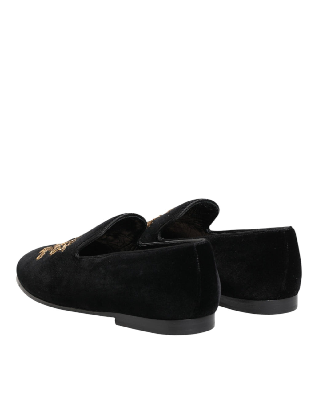 Chaussures mocassins homme Dolce & Gabbana en velours noir à couronne dorée