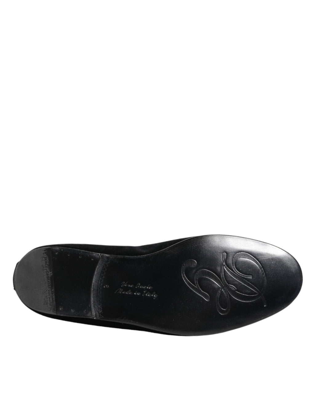 Chaussures mocassins homme Dolce & Gabbana en velours noir à couronne dorée