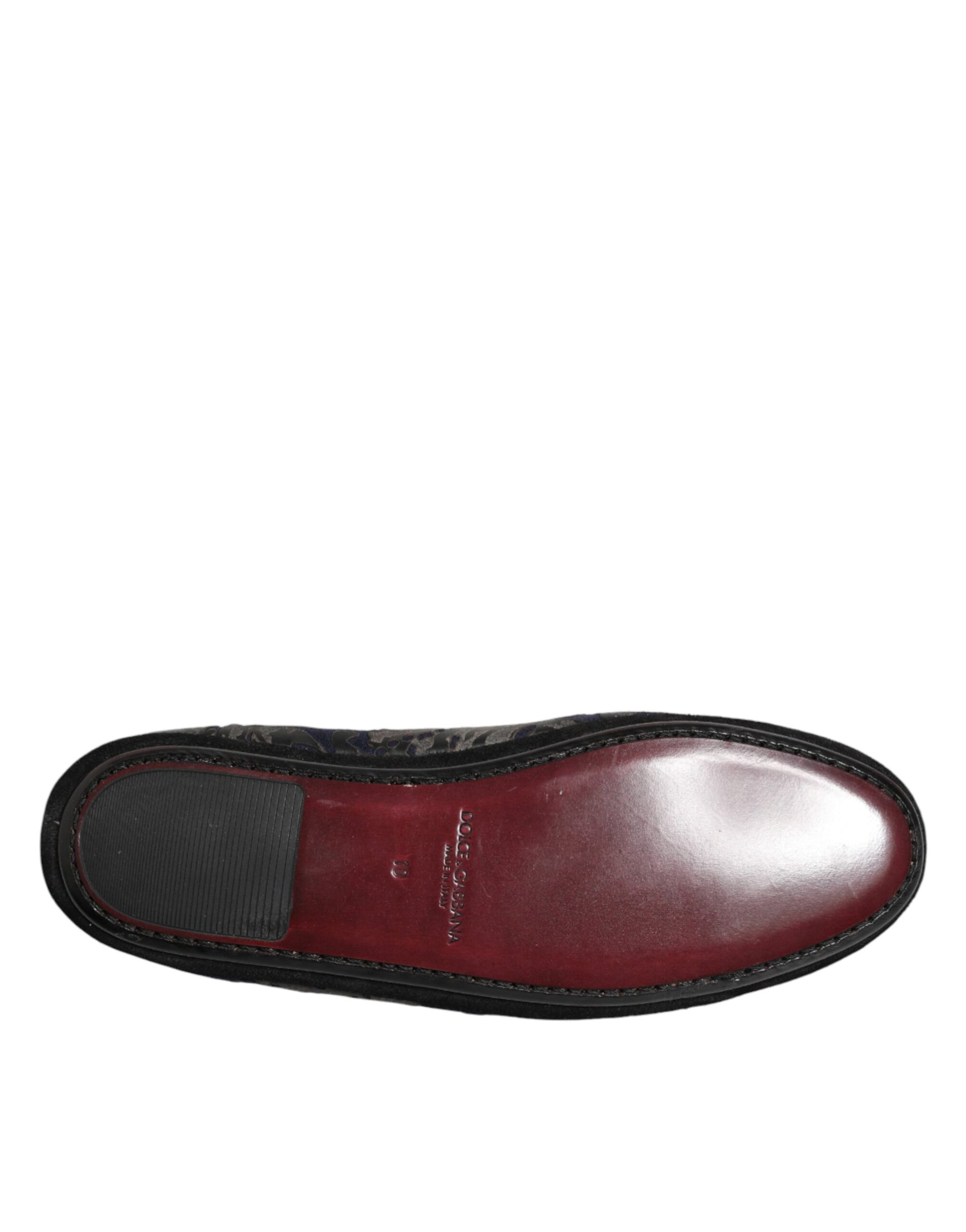 Chaussures Mocassins Dolce & Gabbana en Cuir Jacquard Noir à Enfiler