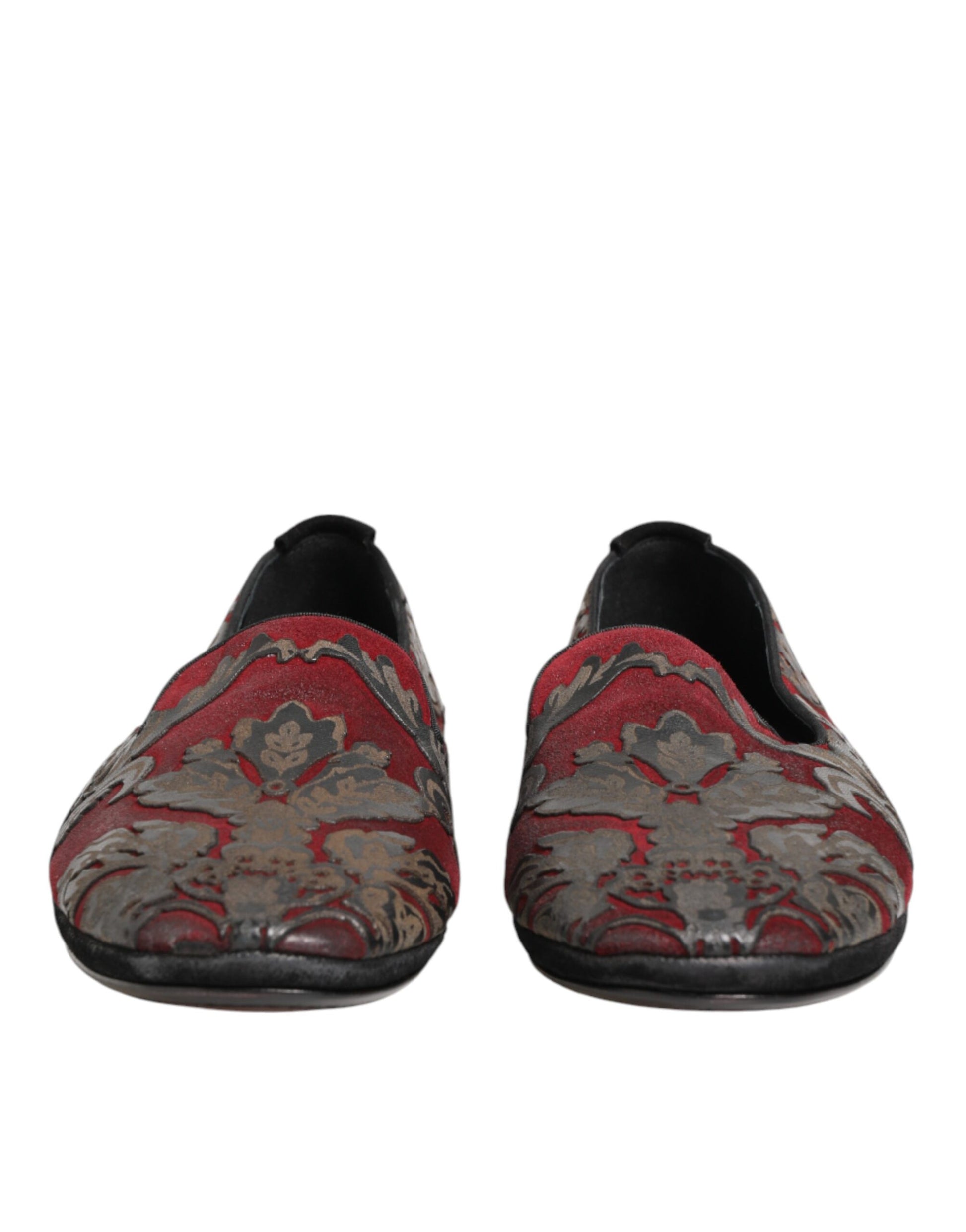 Chaussures mocassins Dolce & Gabbana en jacquard bordeaux et cuir