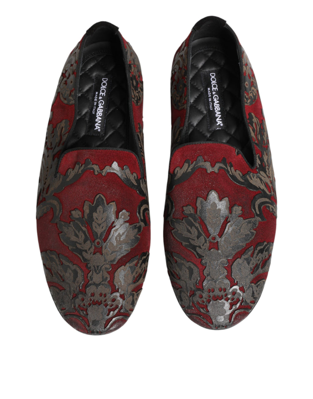 Chaussures mocassins Dolce & Gabbana en jacquard bordeaux et cuir