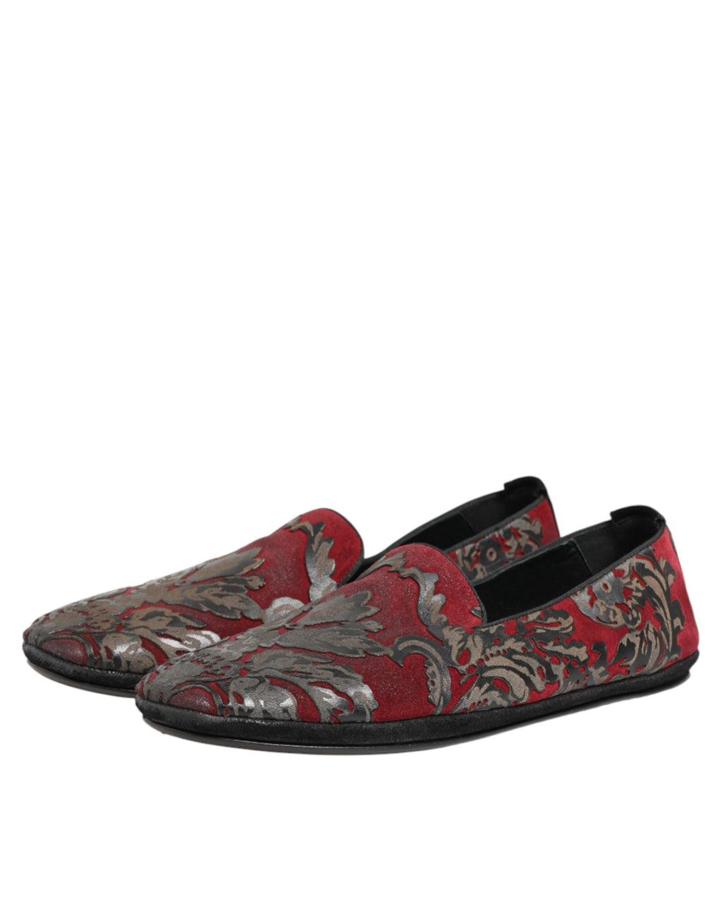 Chaussures mocassins Dolce & Gabbana en jacquard bordeaux et cuir