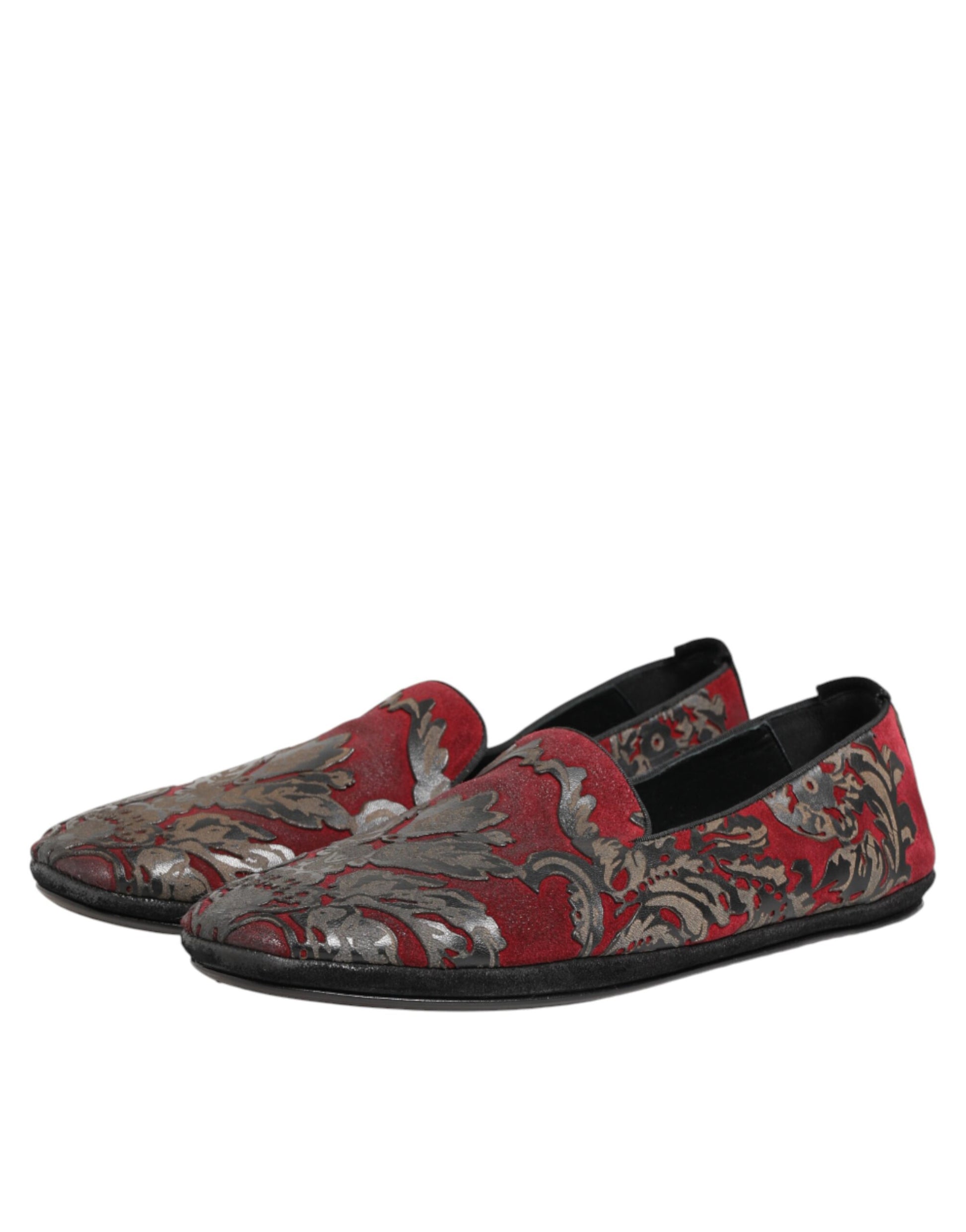 Chaussures mocassins Dolce & Gabbana en jacquard bordeaux et cuir