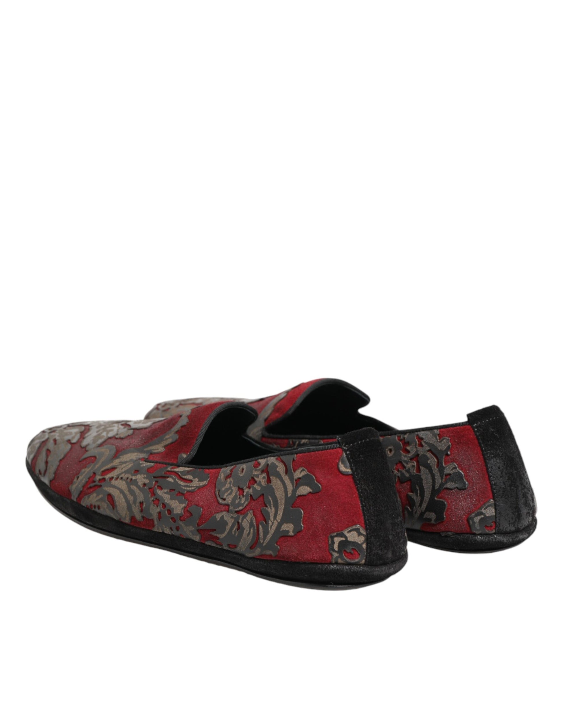 Chaussures mocassins Dolce & Gabbana en jacquard bordeaux et cuir