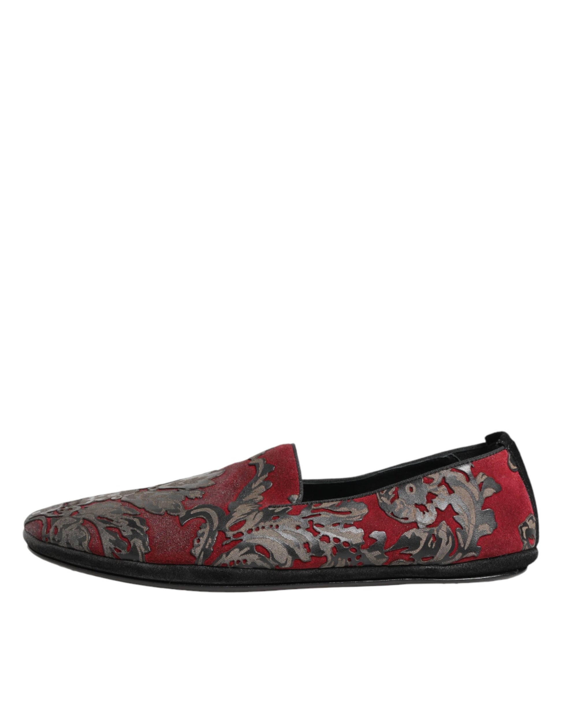 Chaussures mocassins Dolce & Gabbana en jacquard bordeaux et cuir