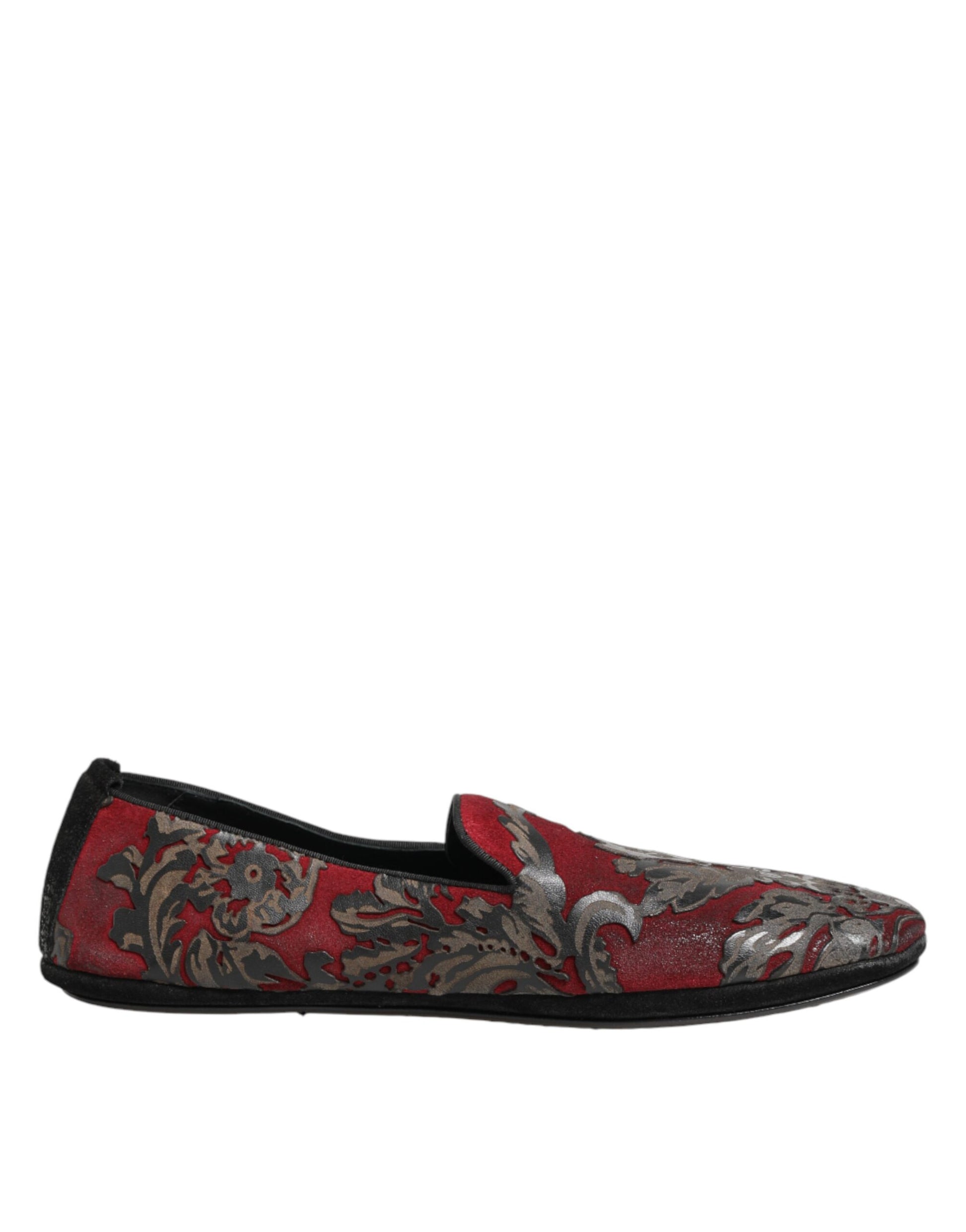 Chaussures mocassins Dolce & Gabbana en jacquard bordeaux et cuir