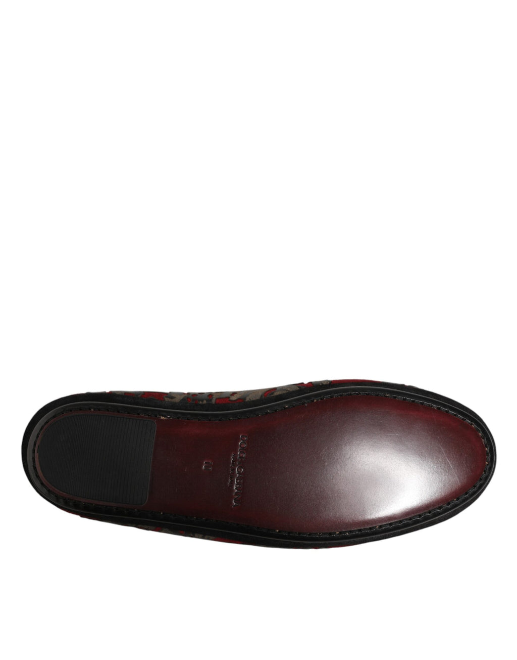 Chaussures mocassins Dolce & Gabbana en jacquard bordeaux et cuir