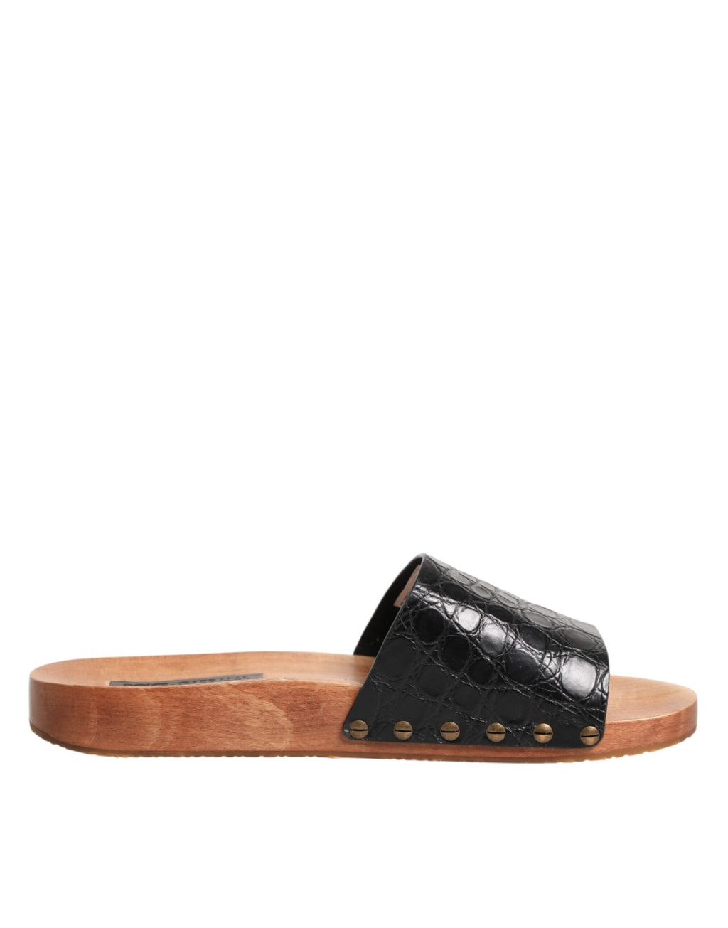 Sandales à enfiler en cuir noir et marron Dolce & Gabbana