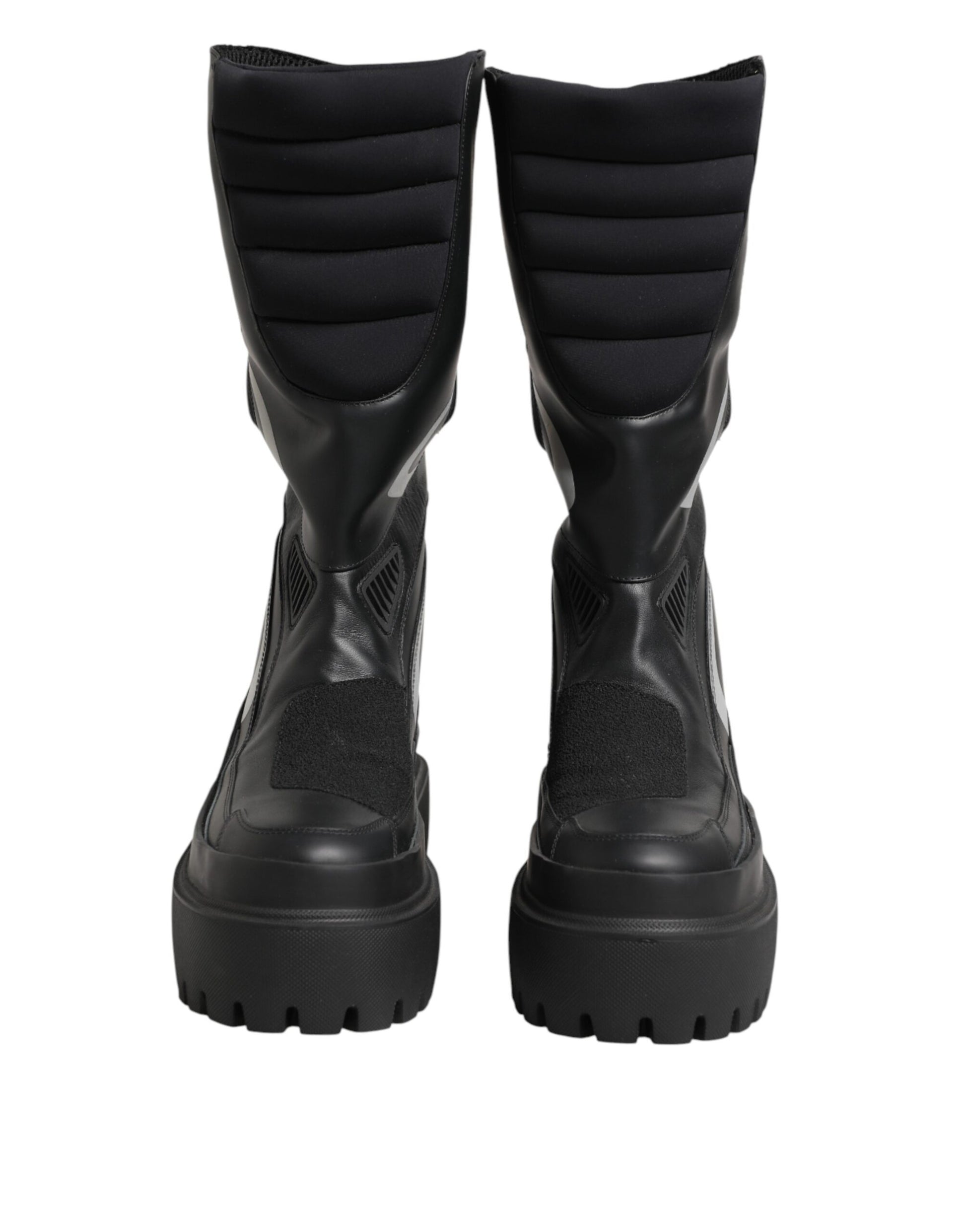 Bottes de motard mi-mollet en cuir noir Dolce & Gabbana