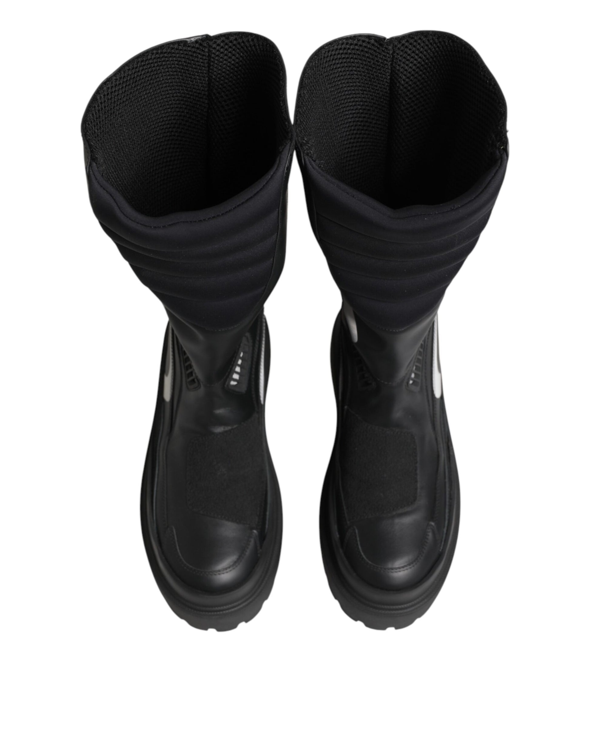 Bottes de motard mi-mollet en cuir noir Dolce & Gabbana