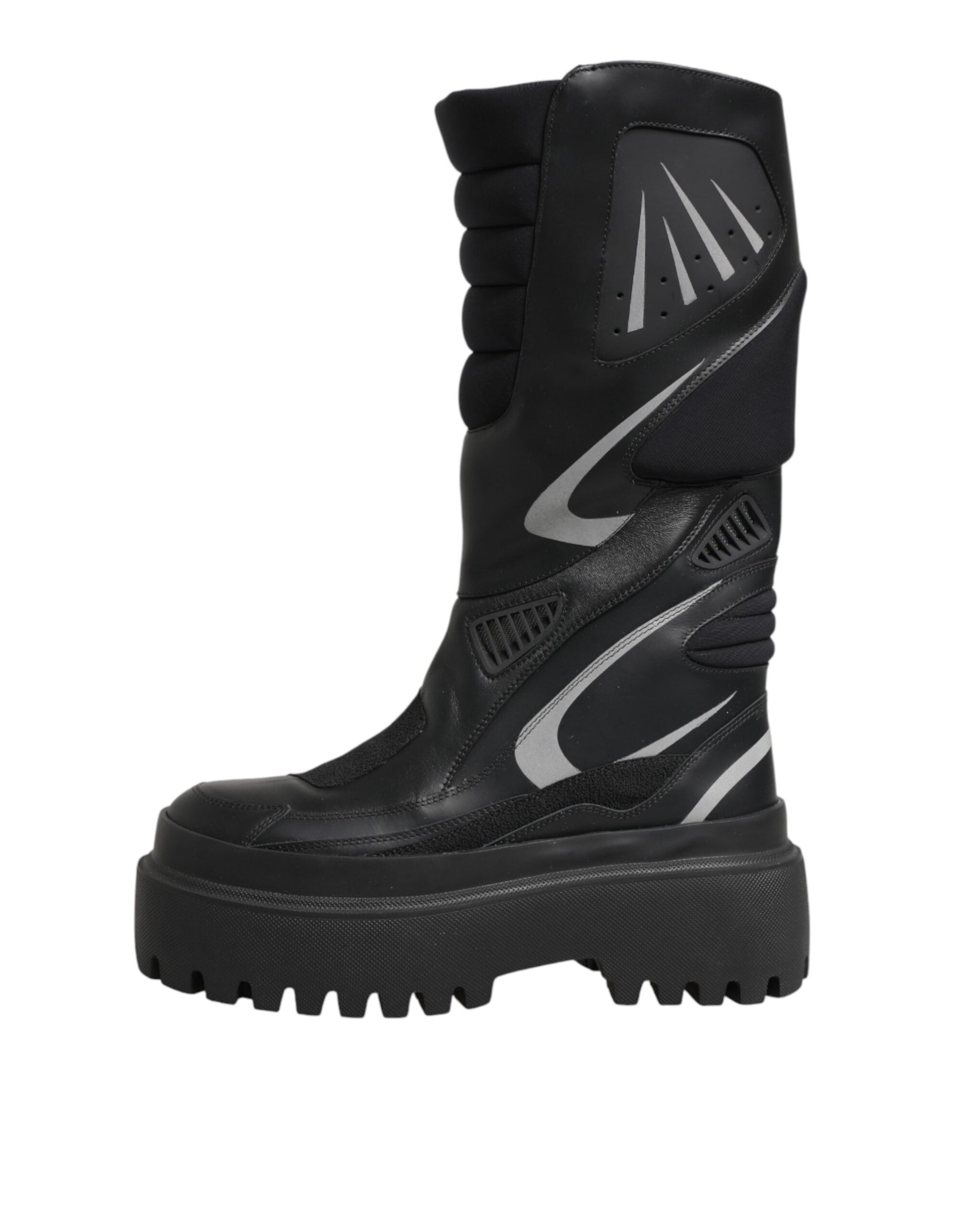 Bottes de motard mi-mollet en cuir noir Dolce & Gabbana