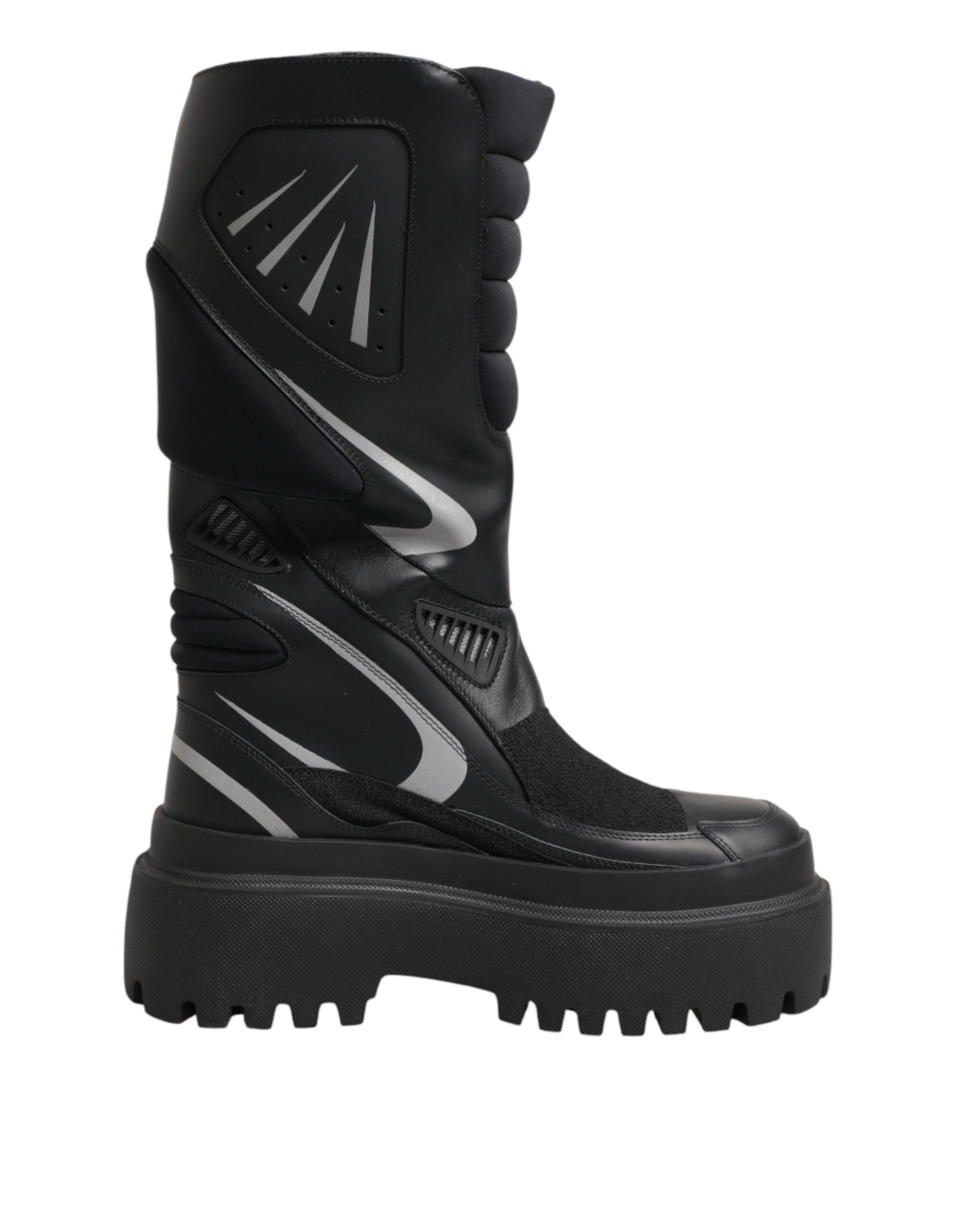 Bottes de motard mi-mollet en cuir noir Dolce & Gabbana