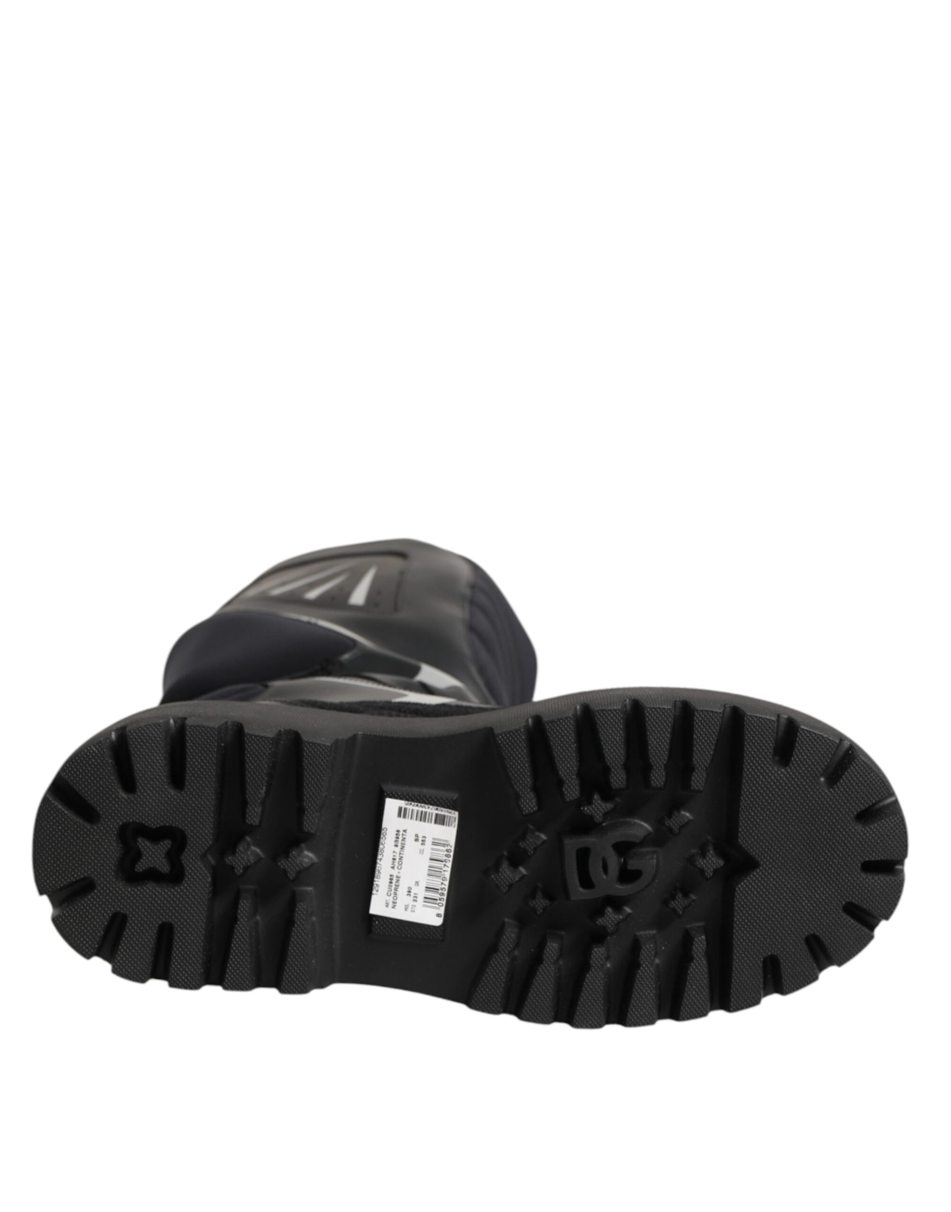 Bottes de motard mi-mollet en cuir noir Dolce & Gabbana