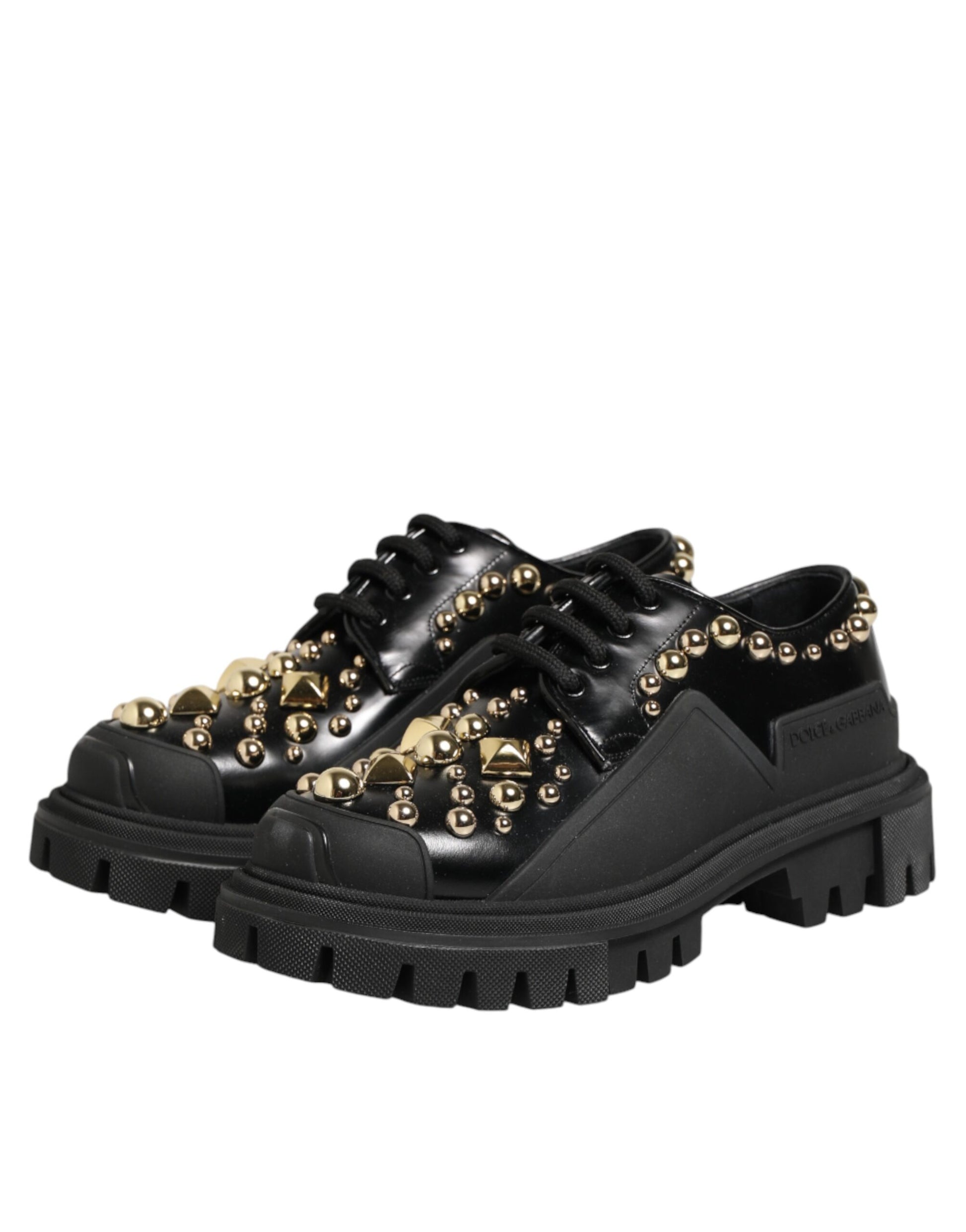 Chaussures Derby Dolce & Gabbana en cuir noir ornées de cristaux