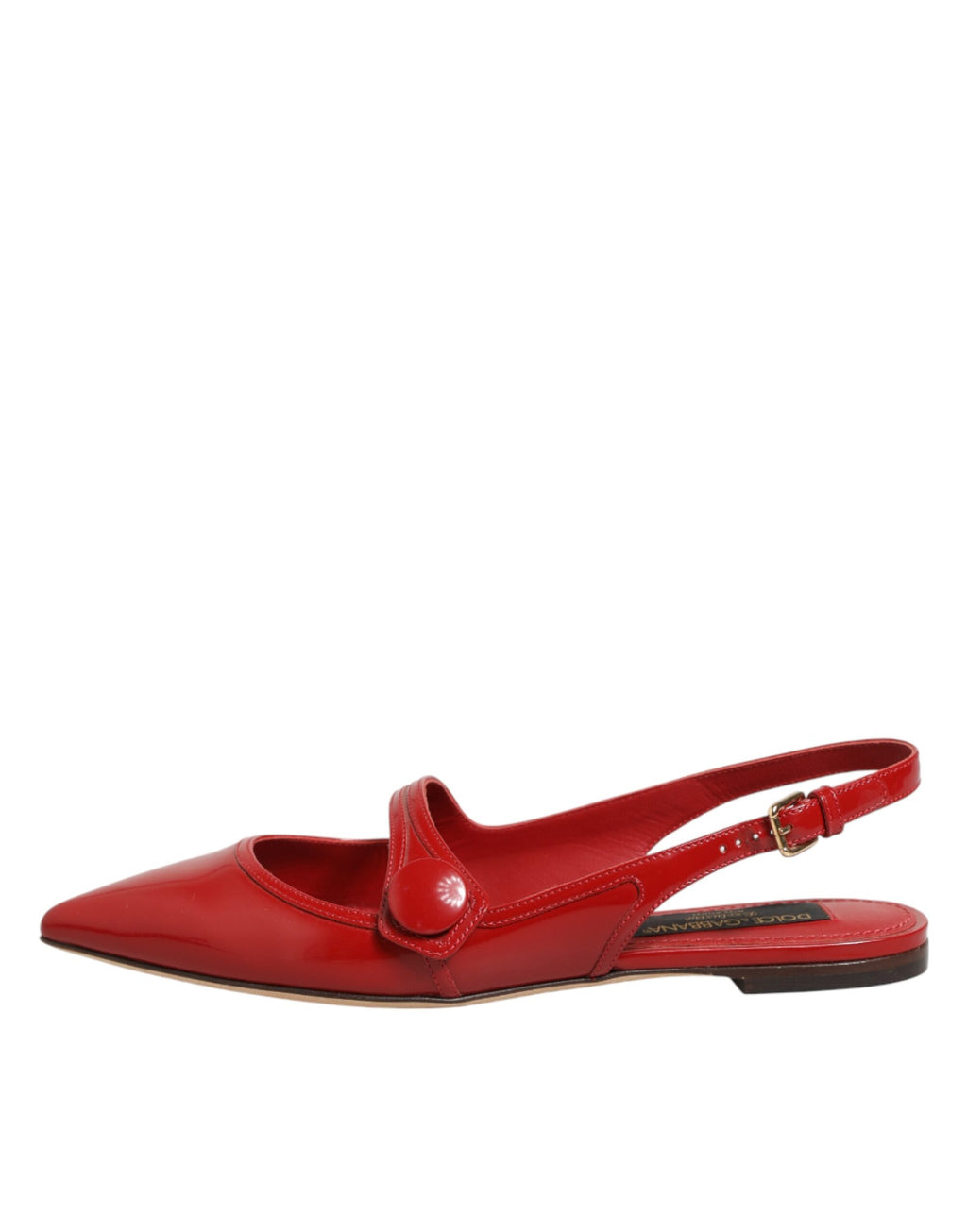 Chaussures Sandales Plates à Bride Arrière en Cuir Rouge Dolce & Gabbana