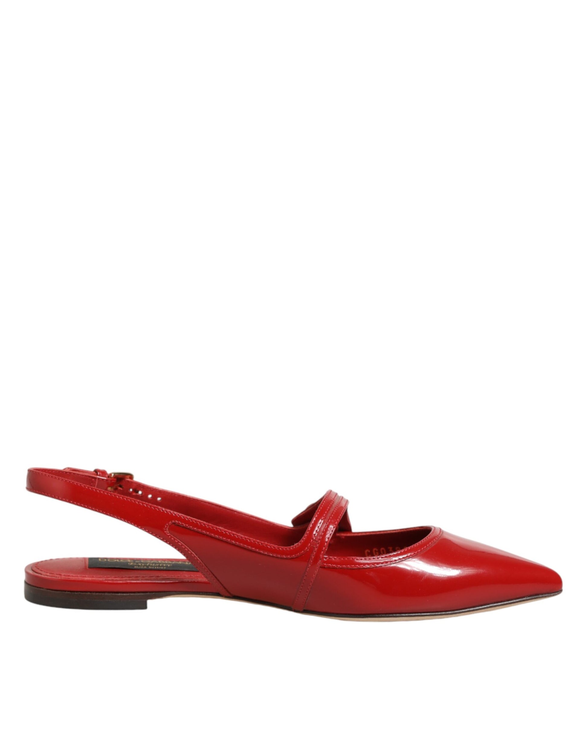 Chaussures Sandales Plates à Bride Arrière en Cuir Rouge Dolce & Gabbana