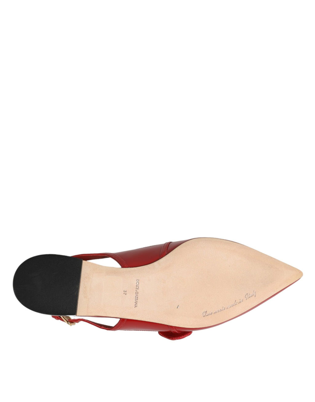 Chaussures Sandales Plates à Bride Arrière en Cuir Rouge Dolce & Gabbana