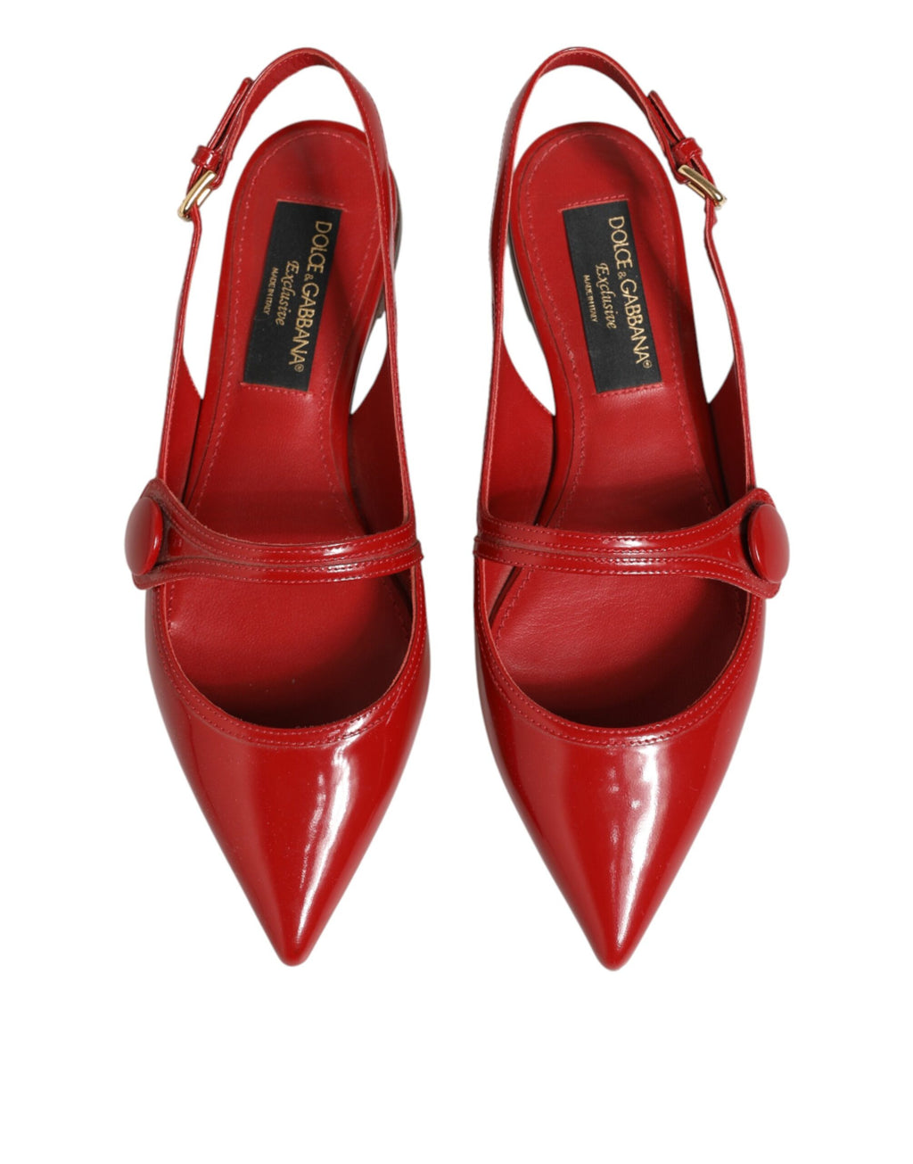 Chaussures Sandales Plates à Bride Arrière en Cuir Rouge Dolce & Gabbana