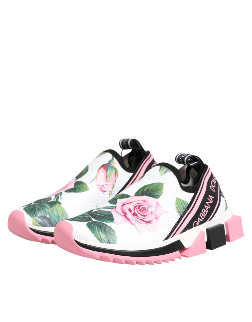 Chaussures Baskets Dolce & Gabbana Sorrento imprimé rose blanc