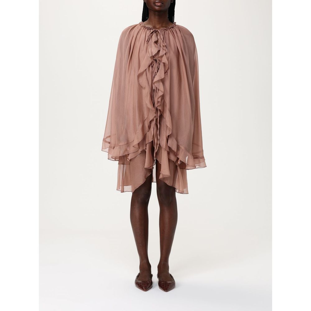 Tpn Beige Silk Cocktail Dress