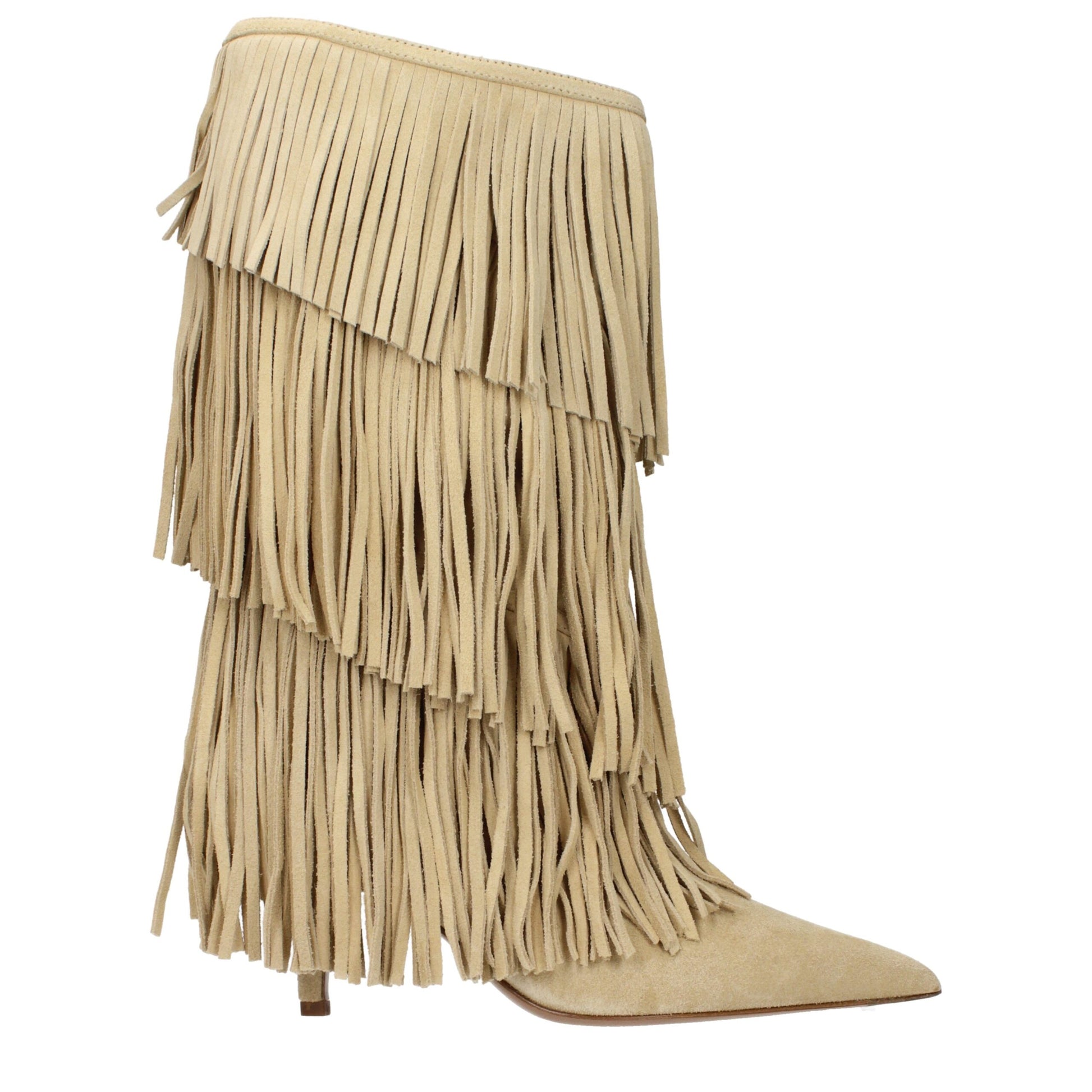 Bottes plates en cuir beige Paris Texas