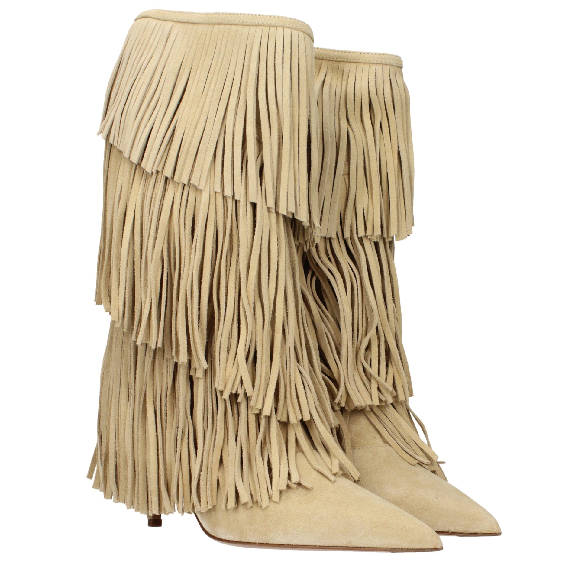 Bottes plates en cuir beige Paris Texas