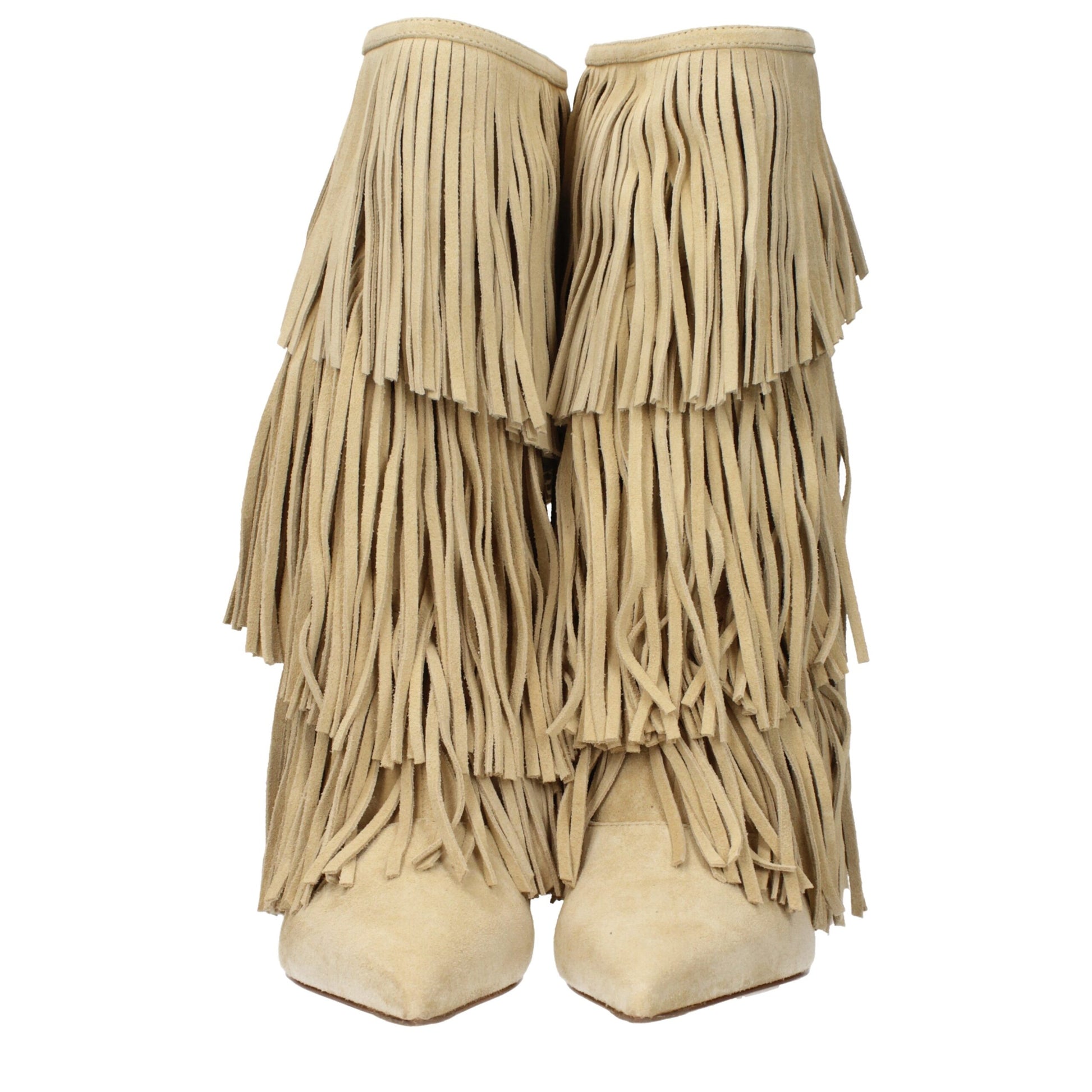 Bottes plates en cuir beige Paris Texas