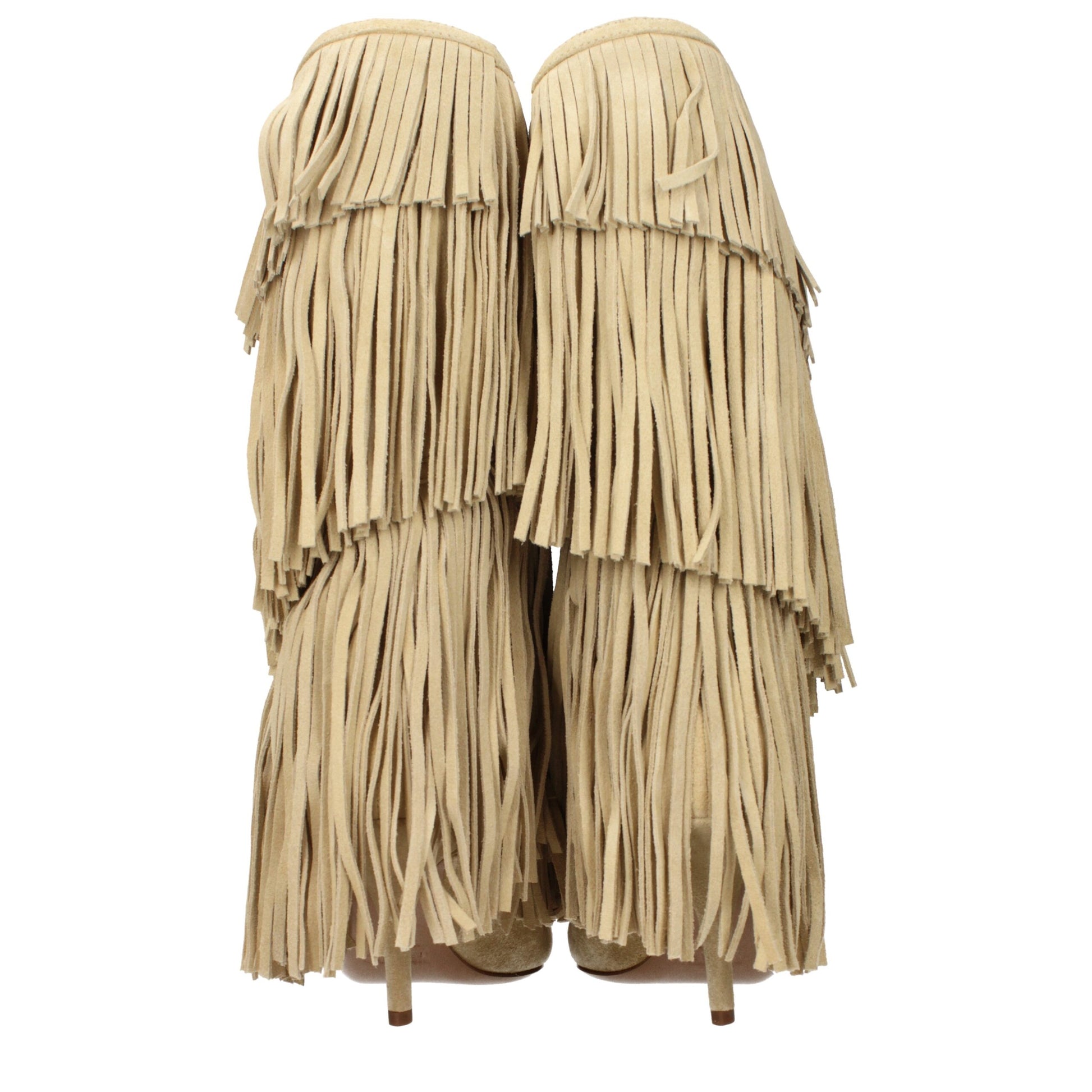 Bottes plates en cuir beige Paris Texas