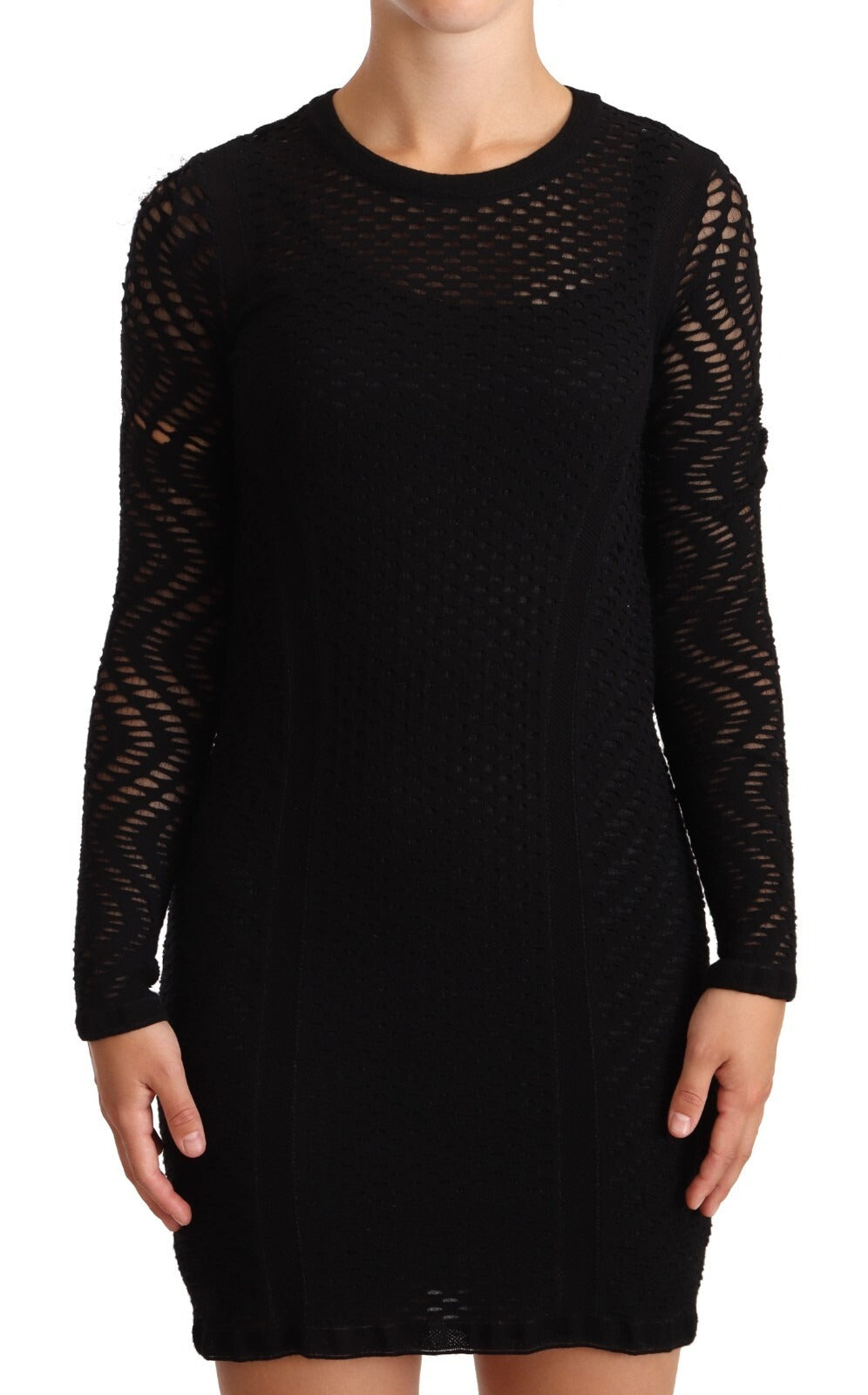 Robe courte Missoni moulante noire en viscose à manches longues