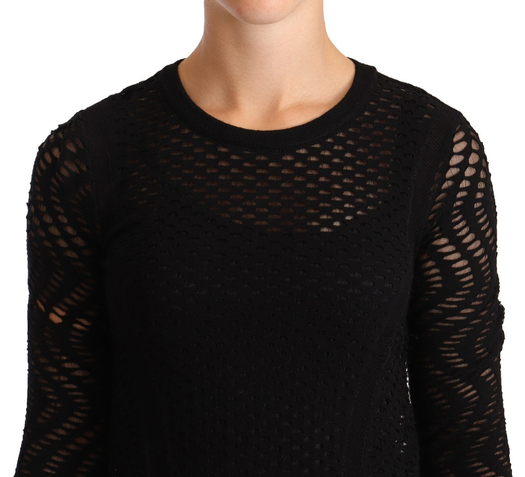 Robe courte Missoni moulante noire en viscose à manches longues
