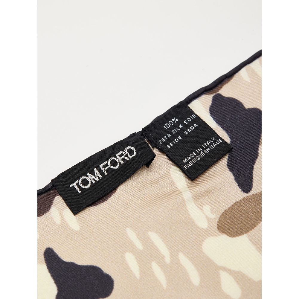 Pochette de costume en soie beige Tom Ford