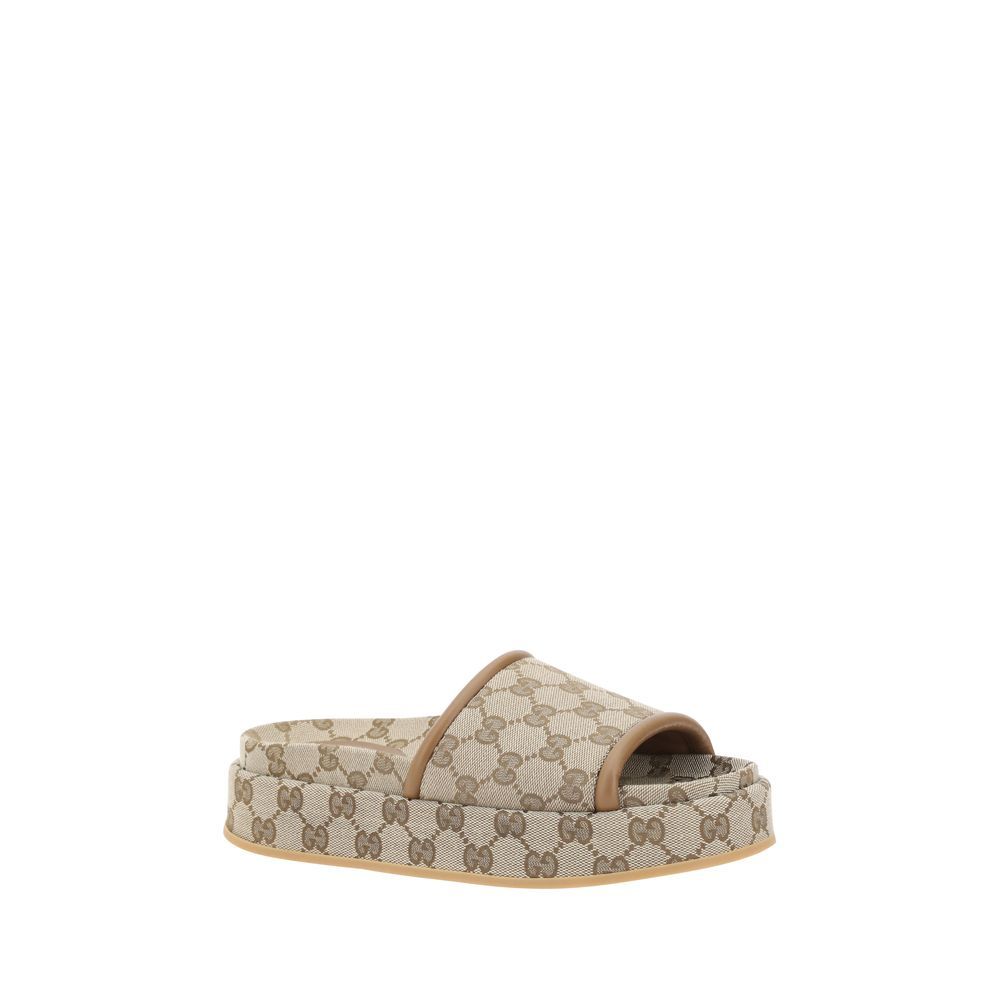Gucci Beige Polyamide Flat Sandals